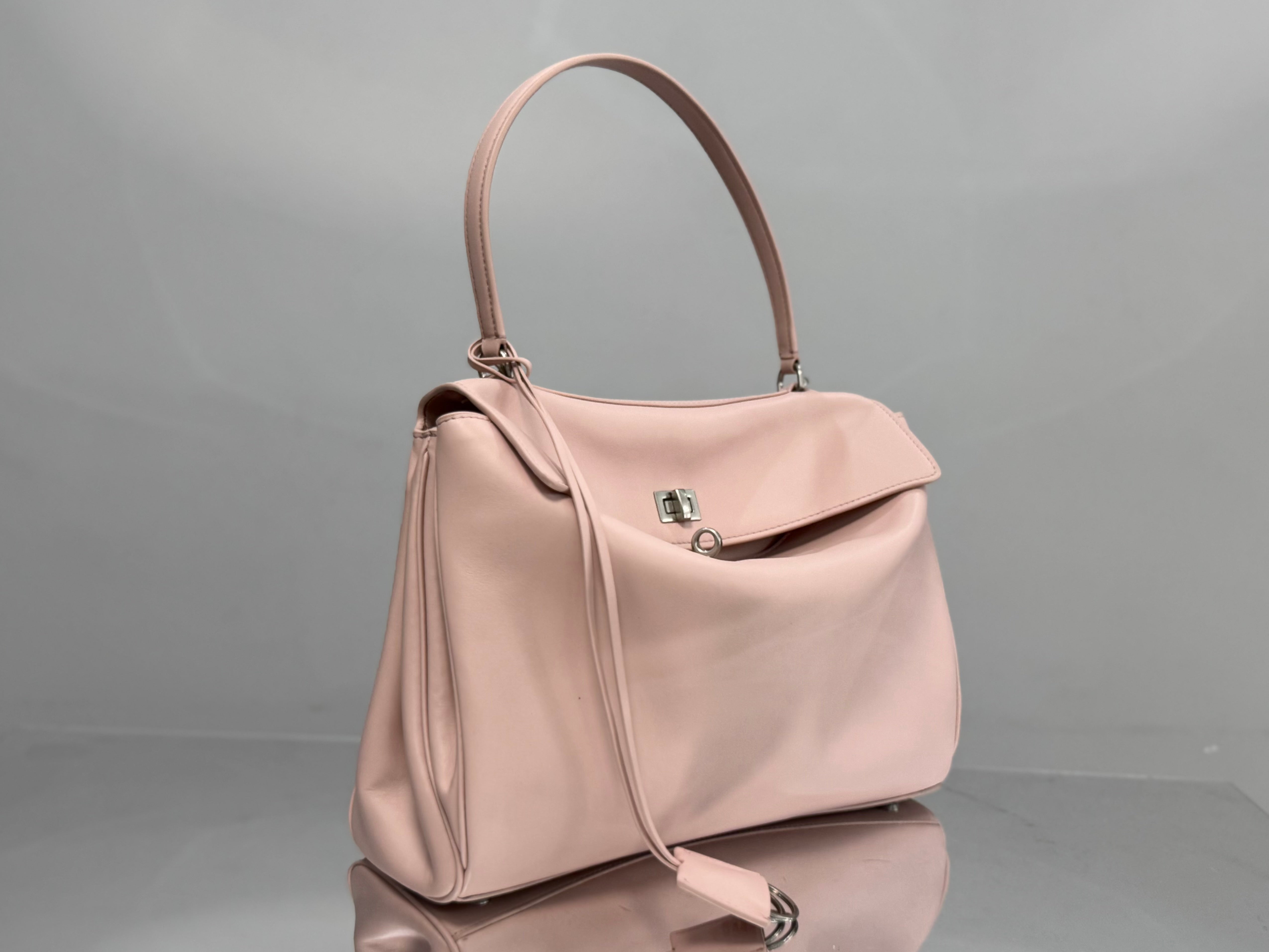 Balenciaga Medium Bag 35 Light Pink Calfskin Sliver Hardware