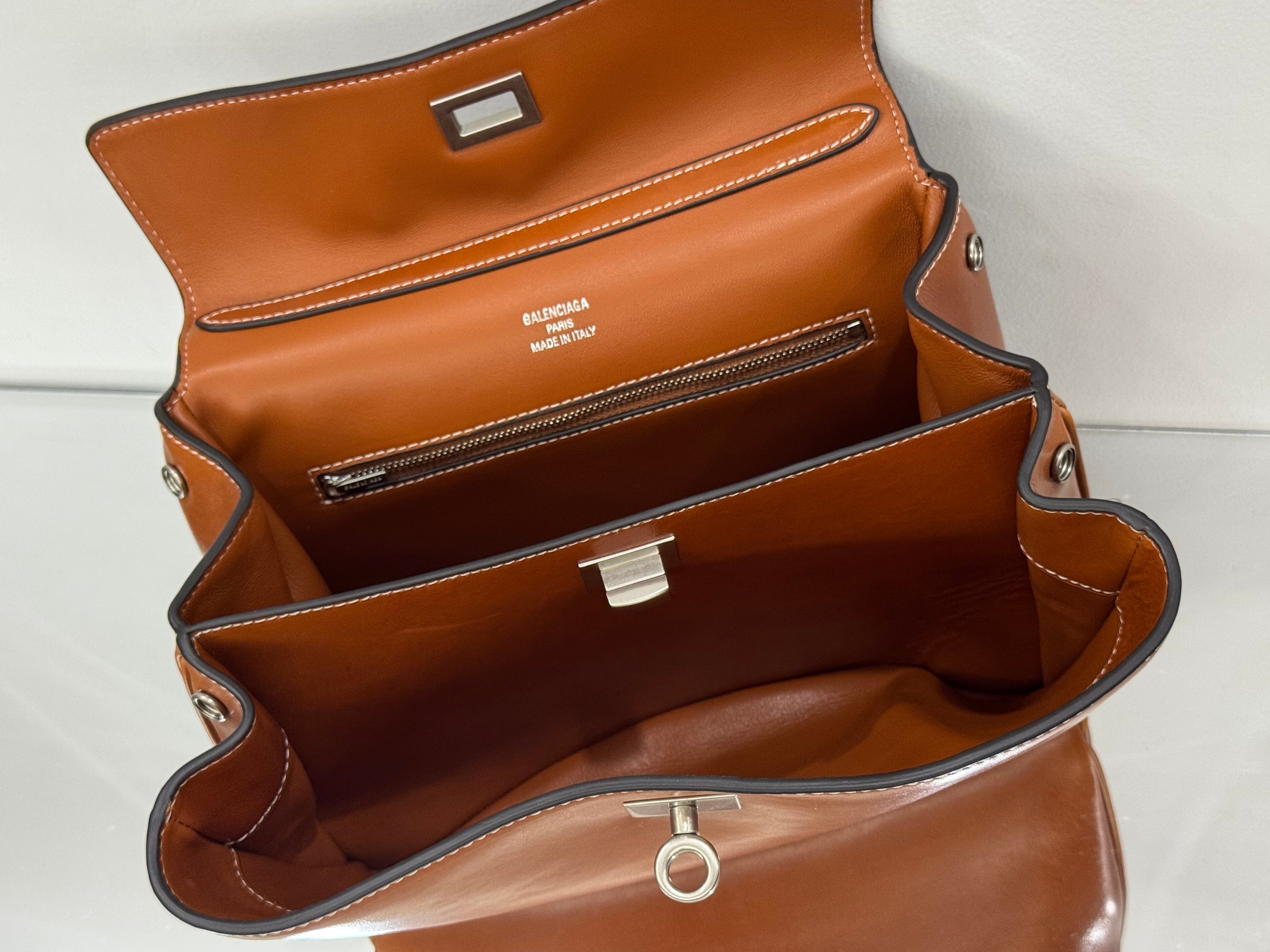 Balenciaga Small Bag 29 Camel Brown Cowhide Silver Hardware