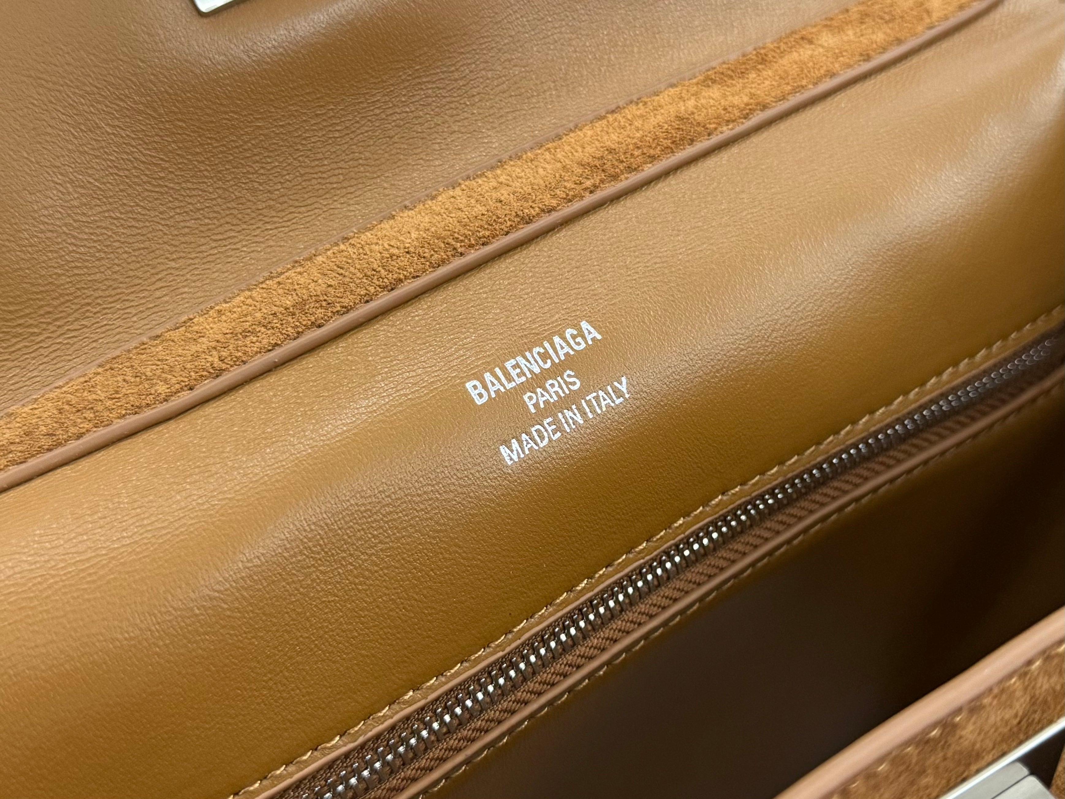 Balenciaga Medium Bag 35 Camel Brown Suede Sliver Hardware