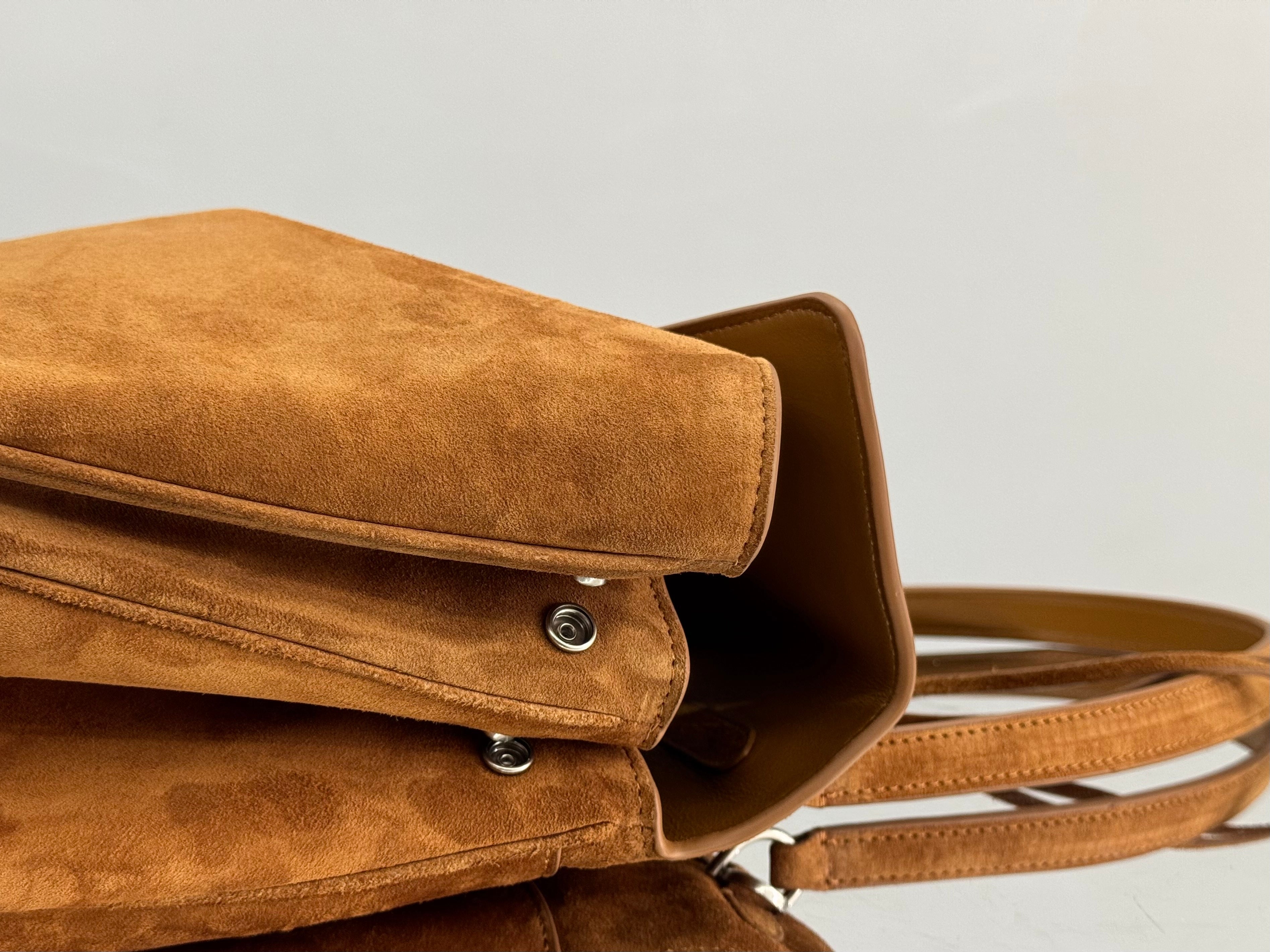 Balenciaga Large Bag 40 Camel Brown Suede Sliver Hardware