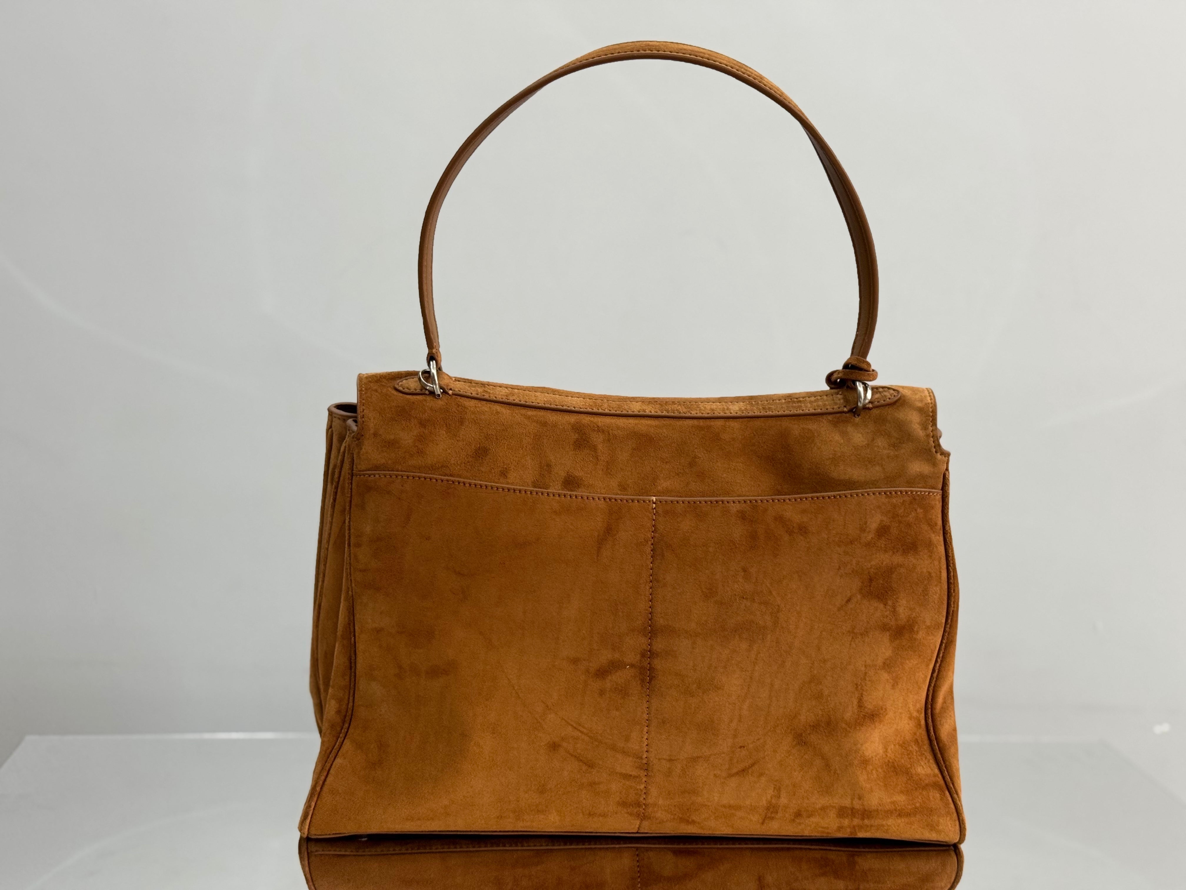 Balenciaga Large Bag 40 Camel Brown Suede Sliver Hardware