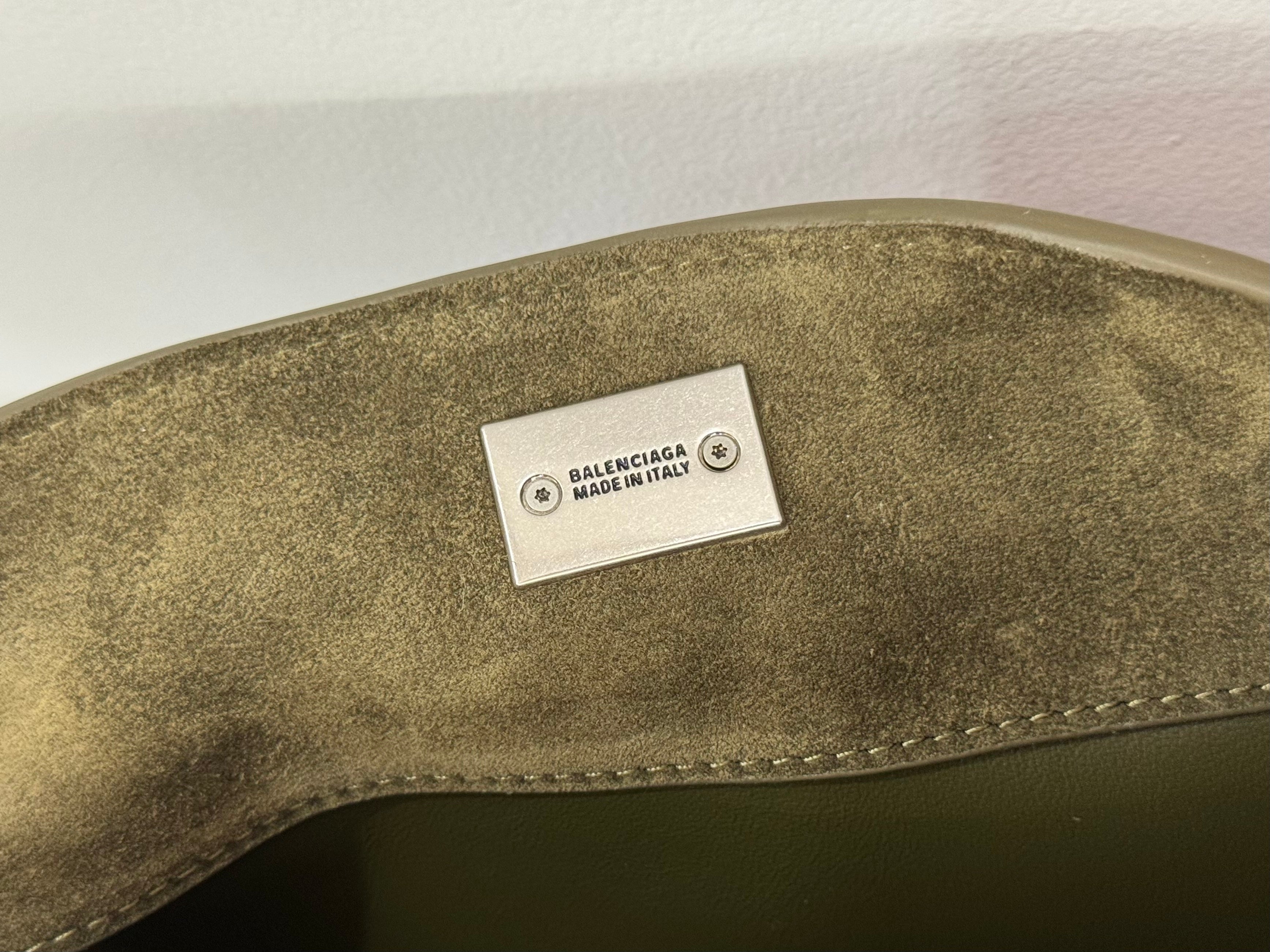Balenciaga Small Bag 29 Olive Green Suede Sliver Hardware