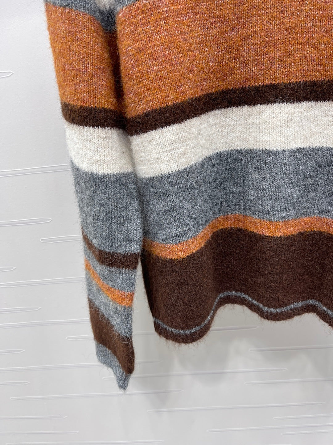 Chanel 2025 Striped Pullover Long-sleeved Sweater Brown Wool Cashmere 319607