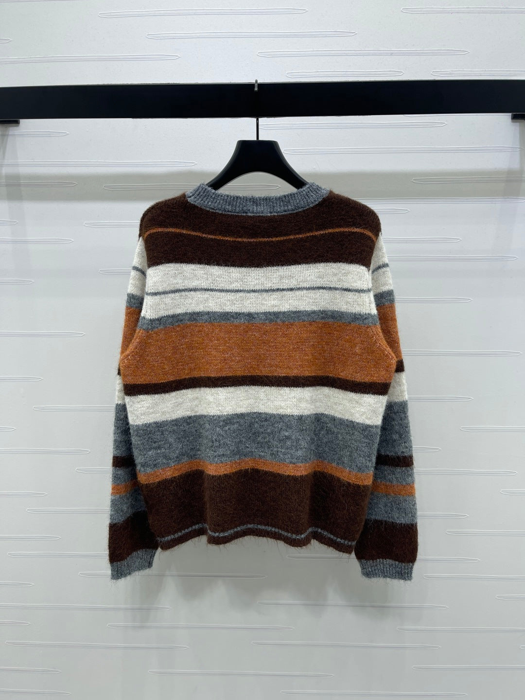 Chanel 2025 Striped Pullover Long-sleeved Sweater Brown Wool Cashmere 319607