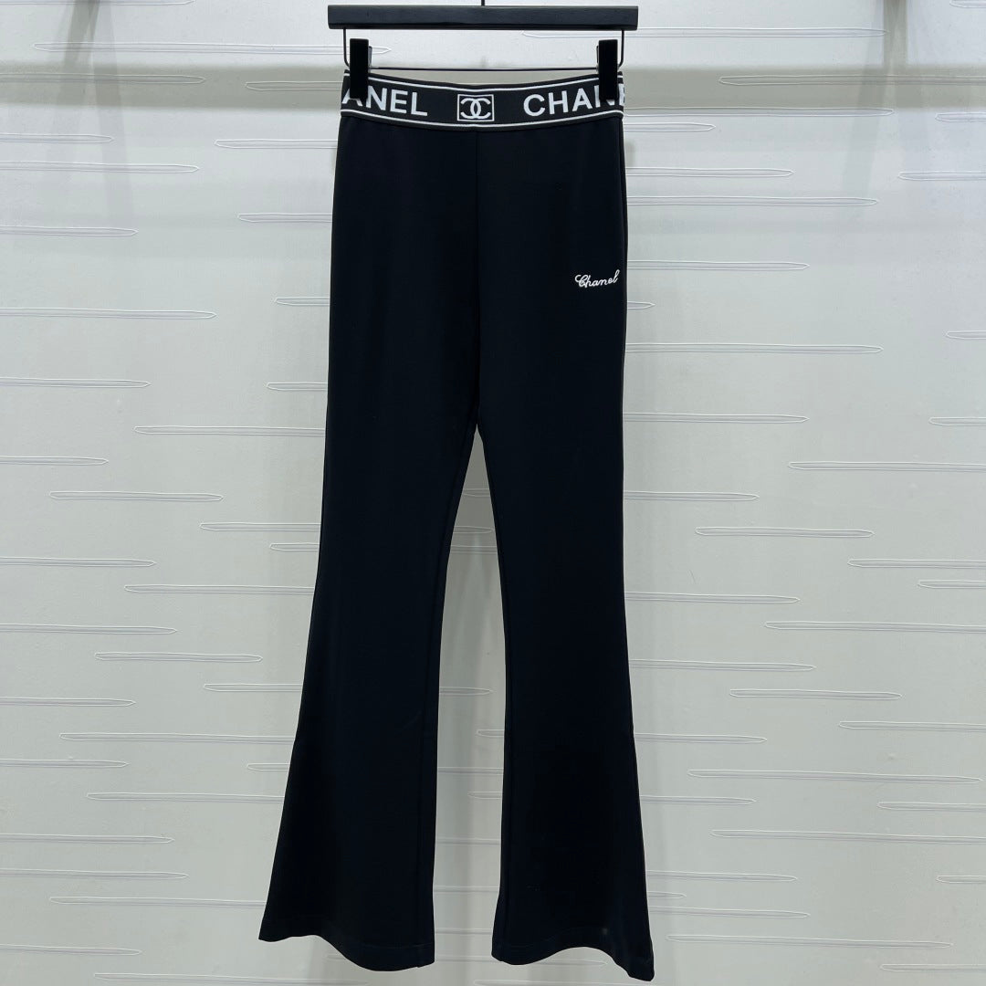 Chanel 2026 Webbing Letter Flared Pant Black White Cotton Polyamide 363365