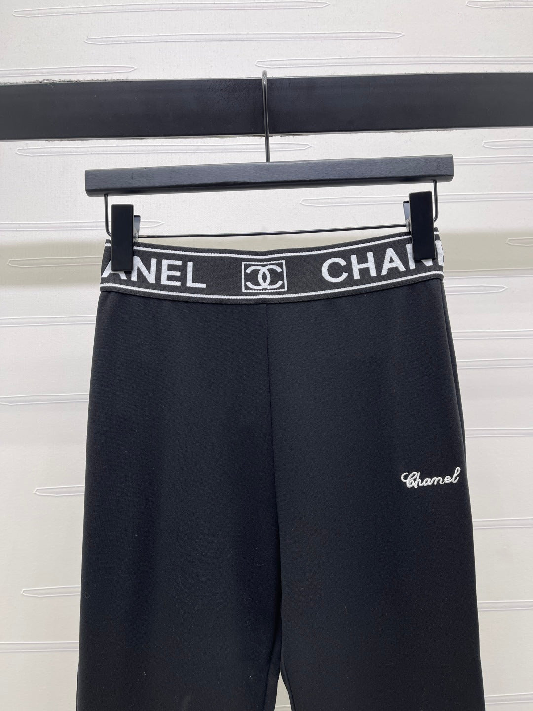 Chanel 2026 Webbing Letter Flared Pant Black White Cotton Polyamide 363365
