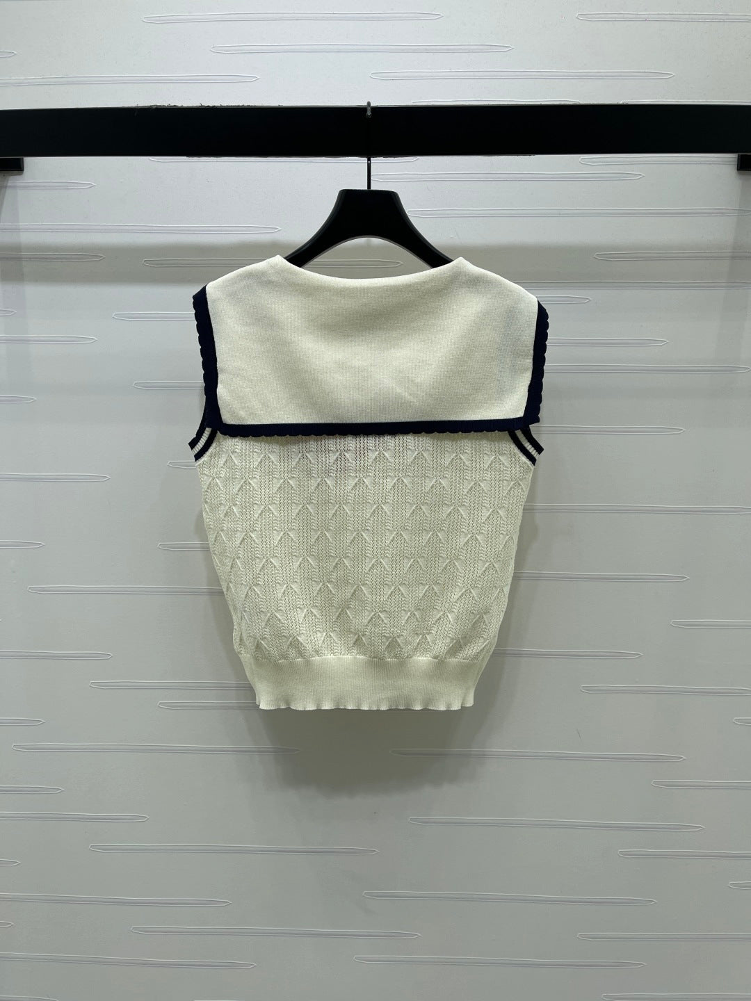 Miumiu 2026 Cable-knit Sleeveless Sweater Vest Cream Cotton