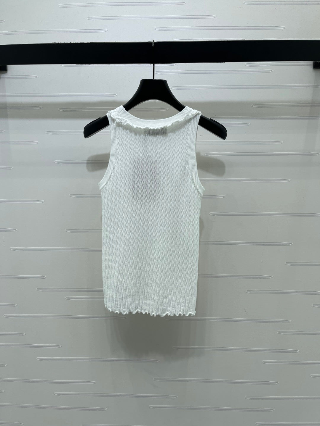 Miumiu 2026 Lace Collar Knitted Vest White Tencel 380691