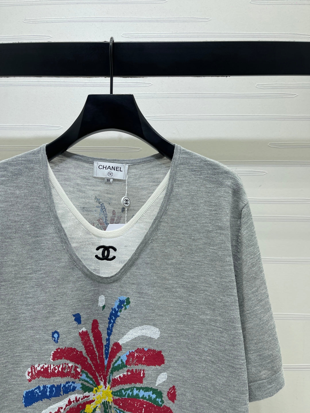 Chanel 2026 Shirt Grey White Wool 401602