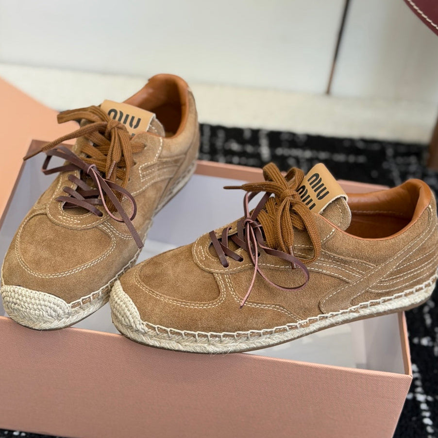 Miu Miu 2026 Espadrille Sneaker Suede Woven