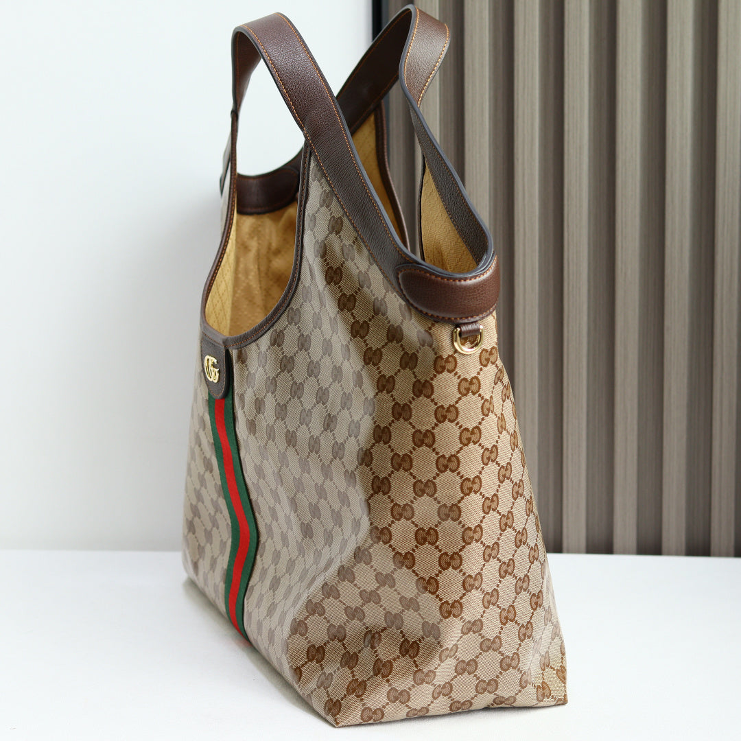 Gucci 2026 Giglio Shoulder Bag 60cm Brown Green Red Calfskin