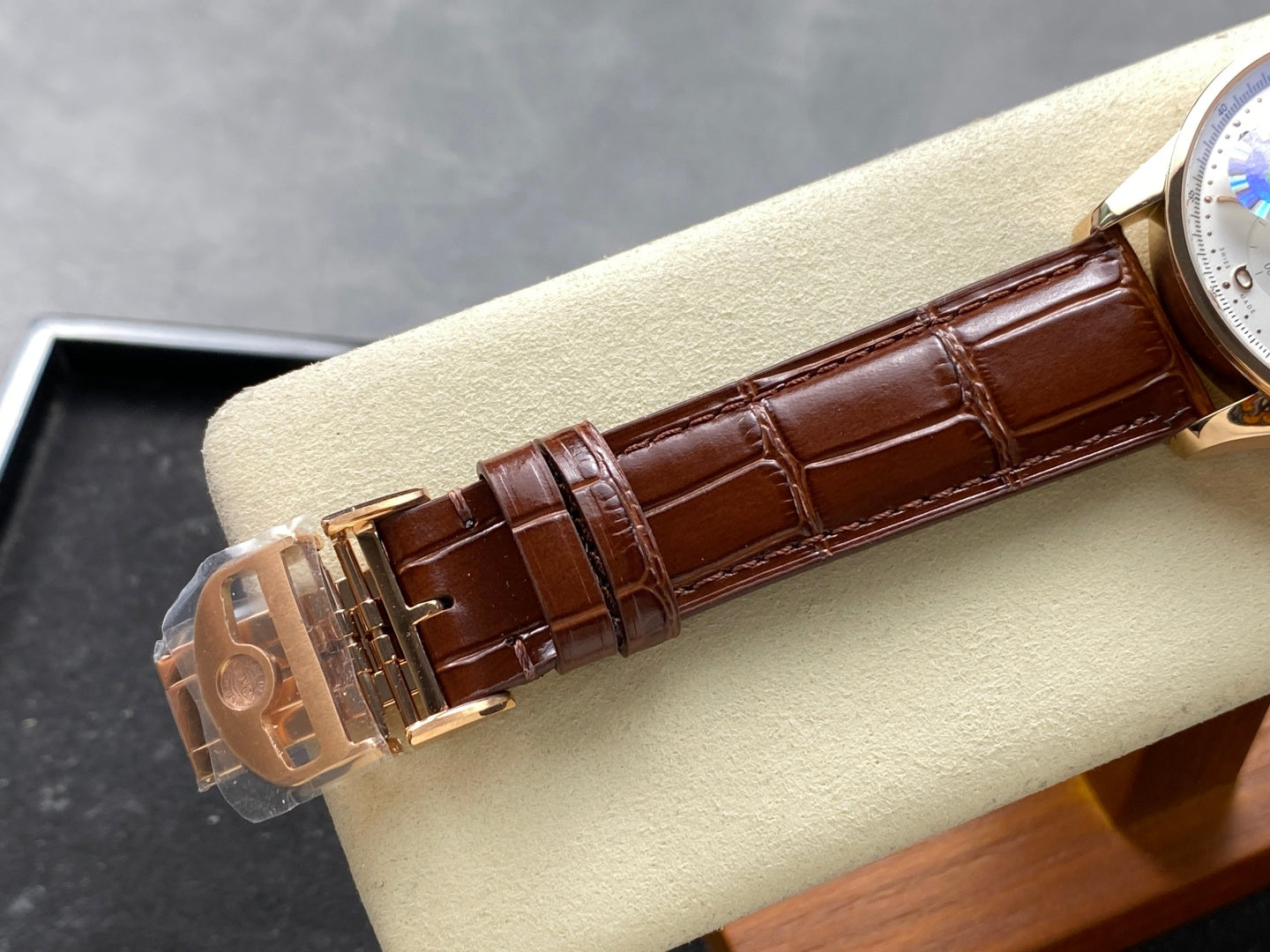 IWC Portuguese 41mm Cream Dial Pink Gold Case Brown Leather
