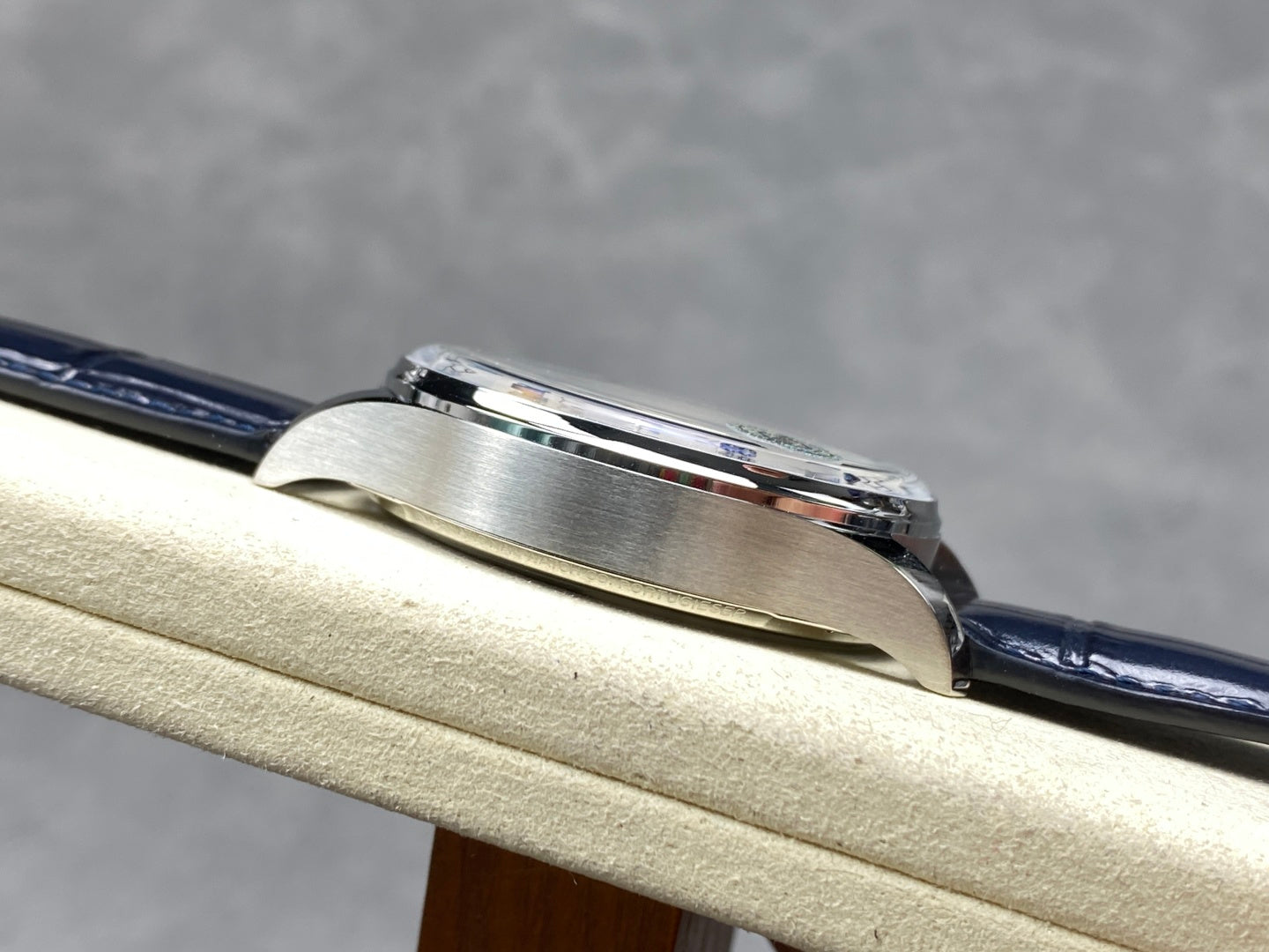 IWC Portuguese 42.4mm Cream Dial Steel Case Navy Blue Leather Strap