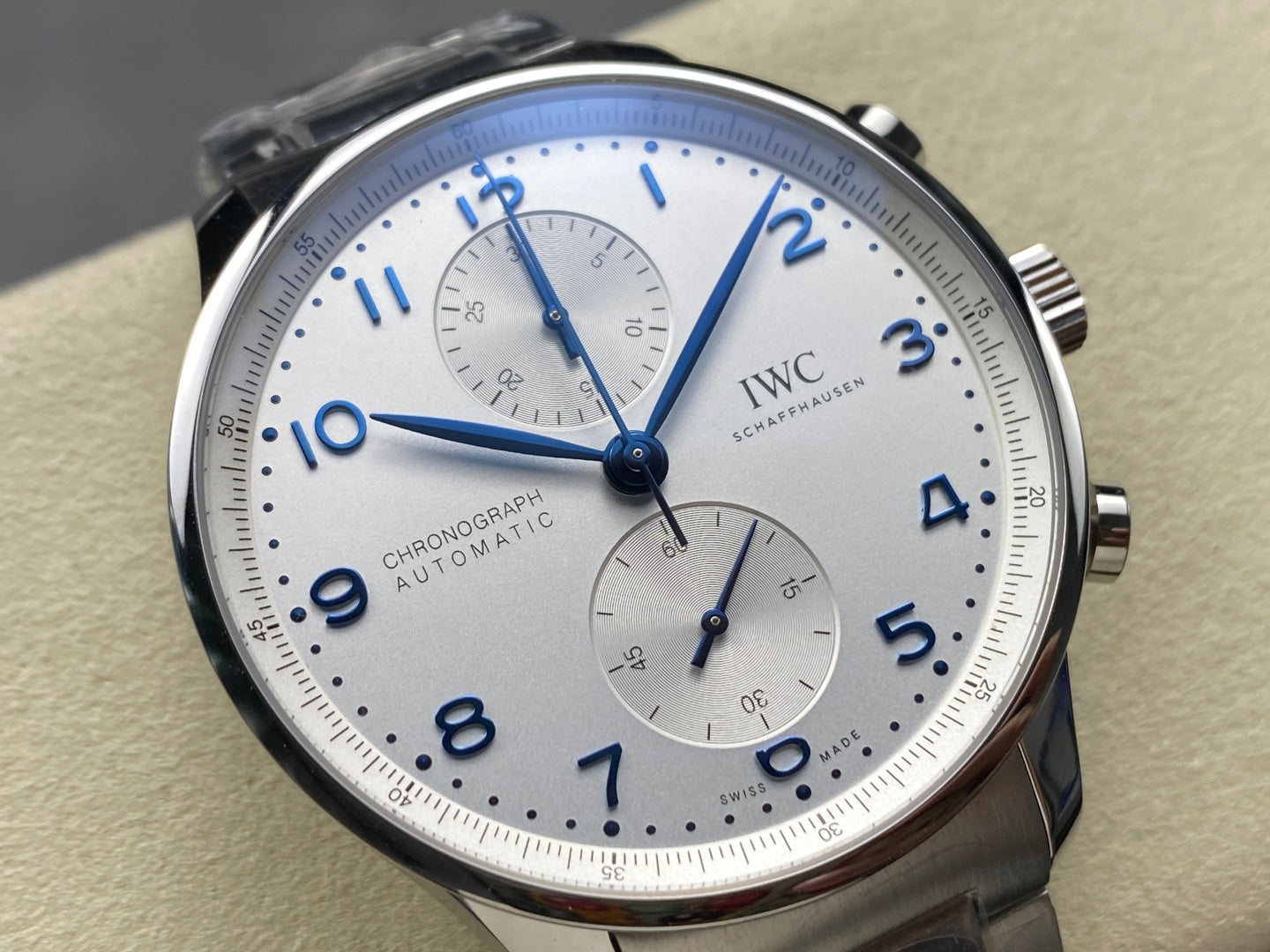 IWC Portuguese Silver 41mm Cream Dial Blue Numerals Steel Case