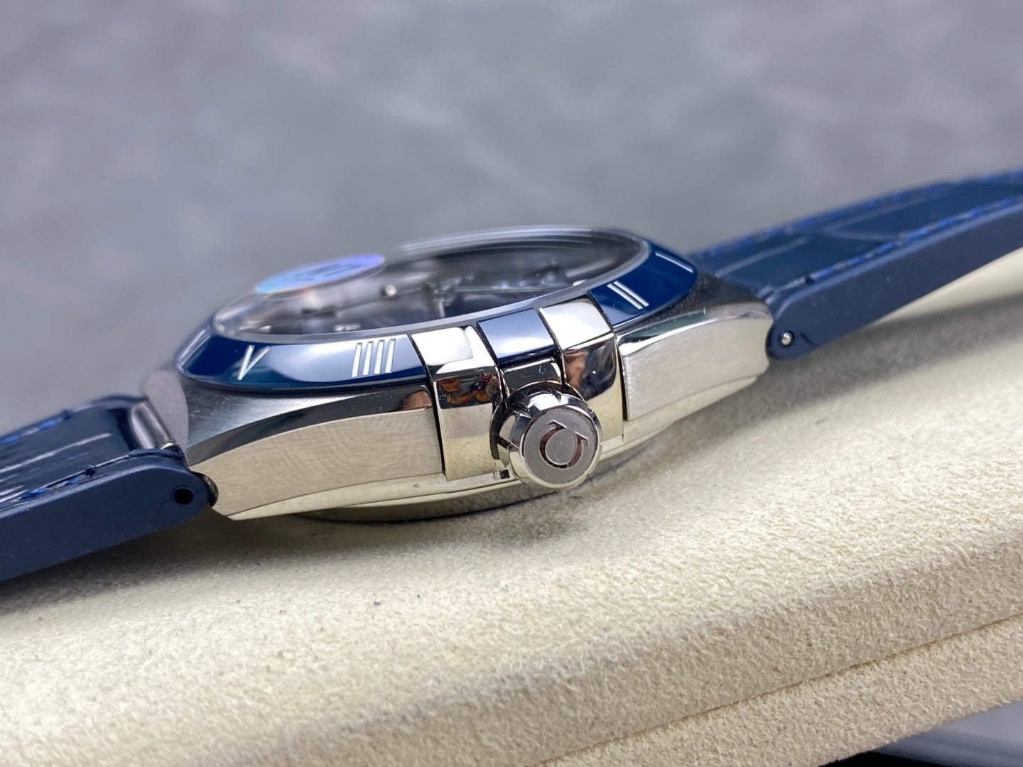 Omega Constellation Co-Axial Master Chronometer 41 mm Steel Blue Case Leather Strap
