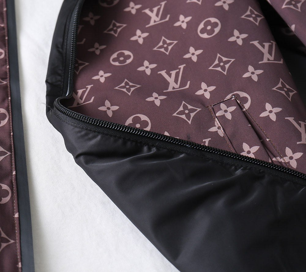 LV WINE RED MONOGRAM AND BLACK DOUBLE-SIDED WINDBREAKER 238976