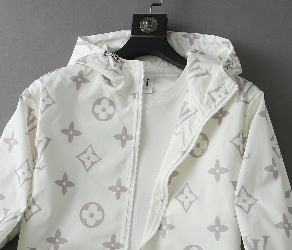 LV WHITE MONOGRAM HOODED JACKET 238986