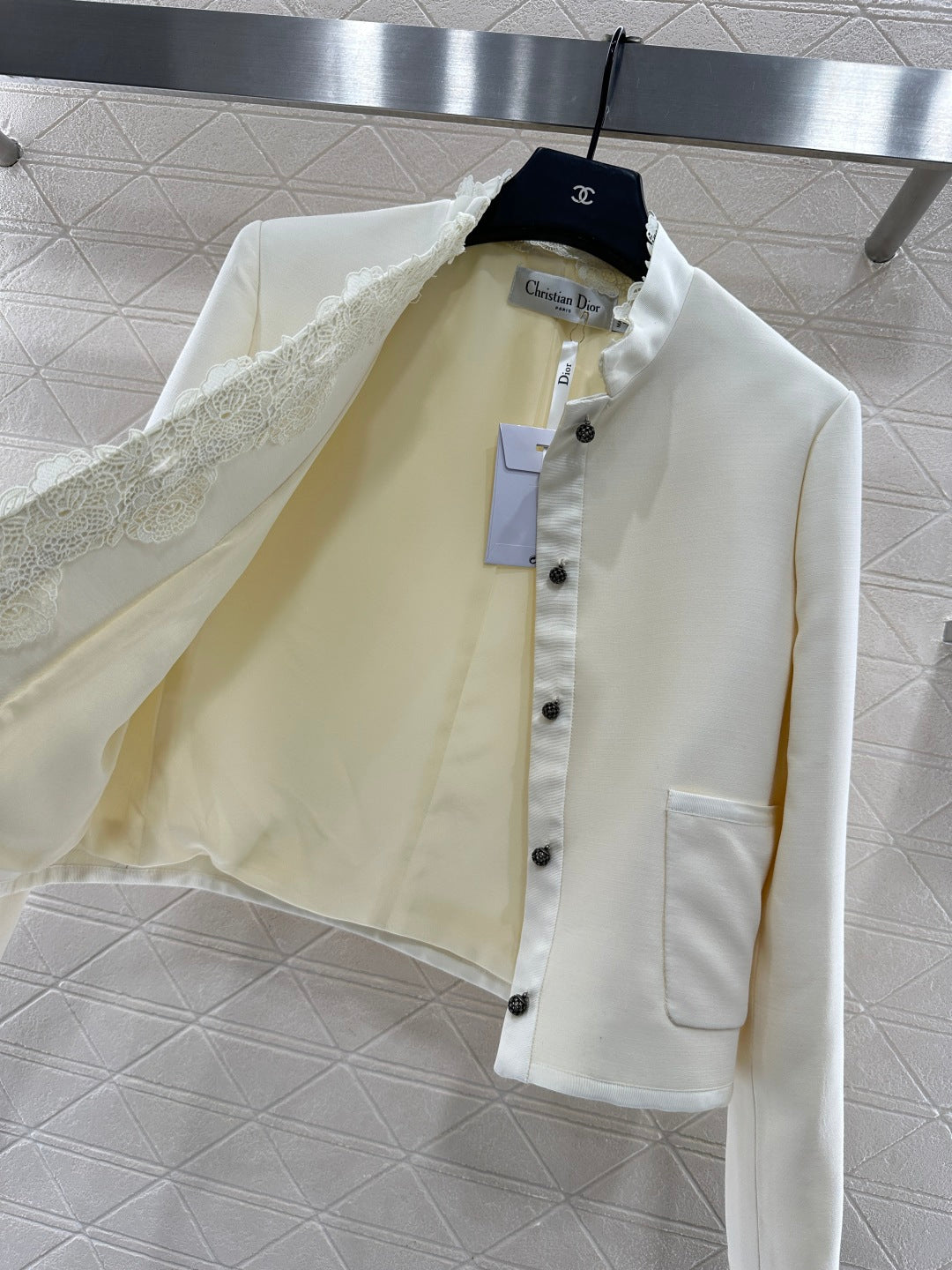 CD 25 Floral Embroidered Lapel Blazer Wool And Silk