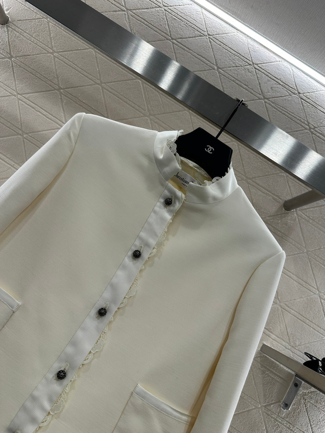 CD 25 Floral Embroidered Lapel Blazer Wool And Silk