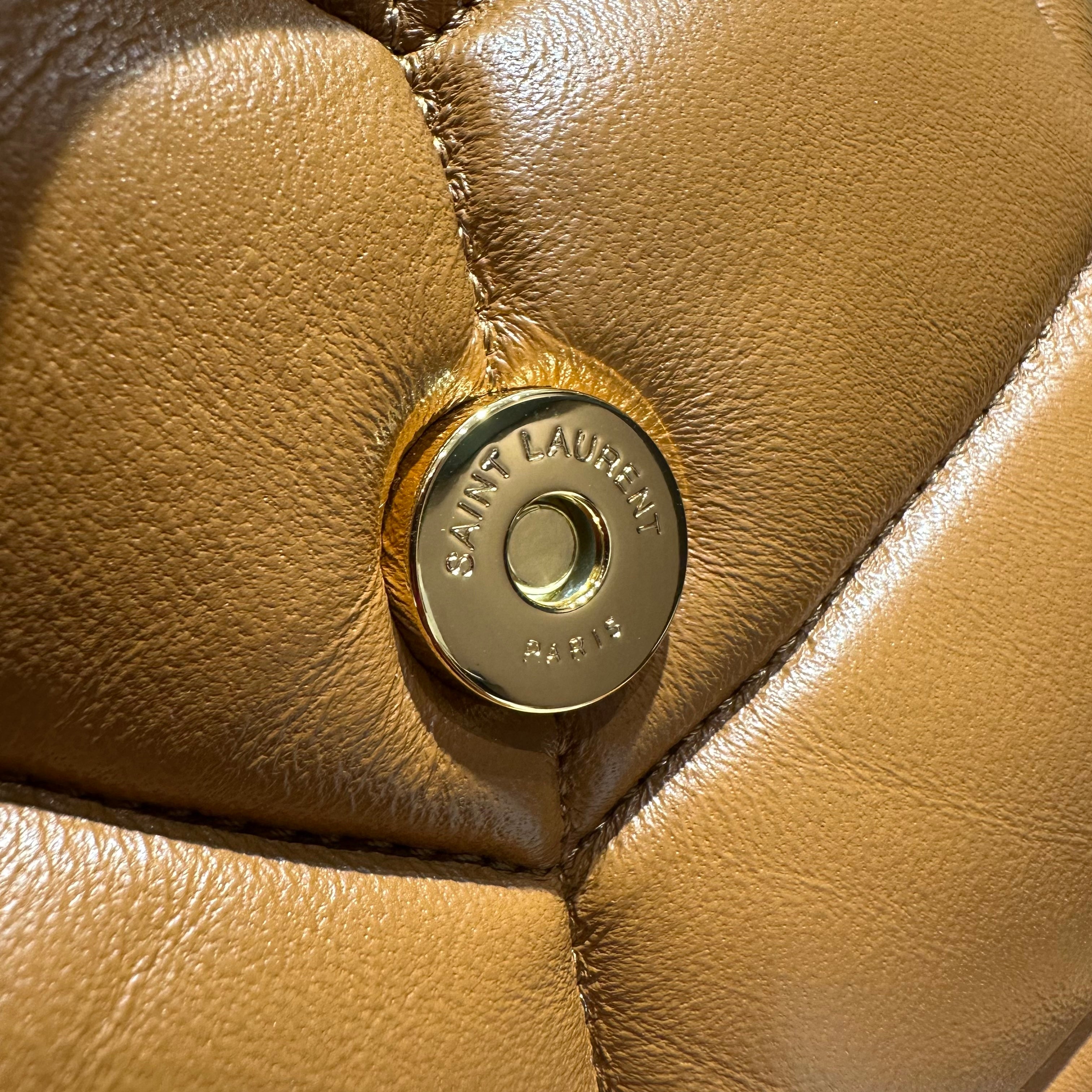 YSL Loulou Puffer Quilted Bag Brown Gold Lambskin  338793