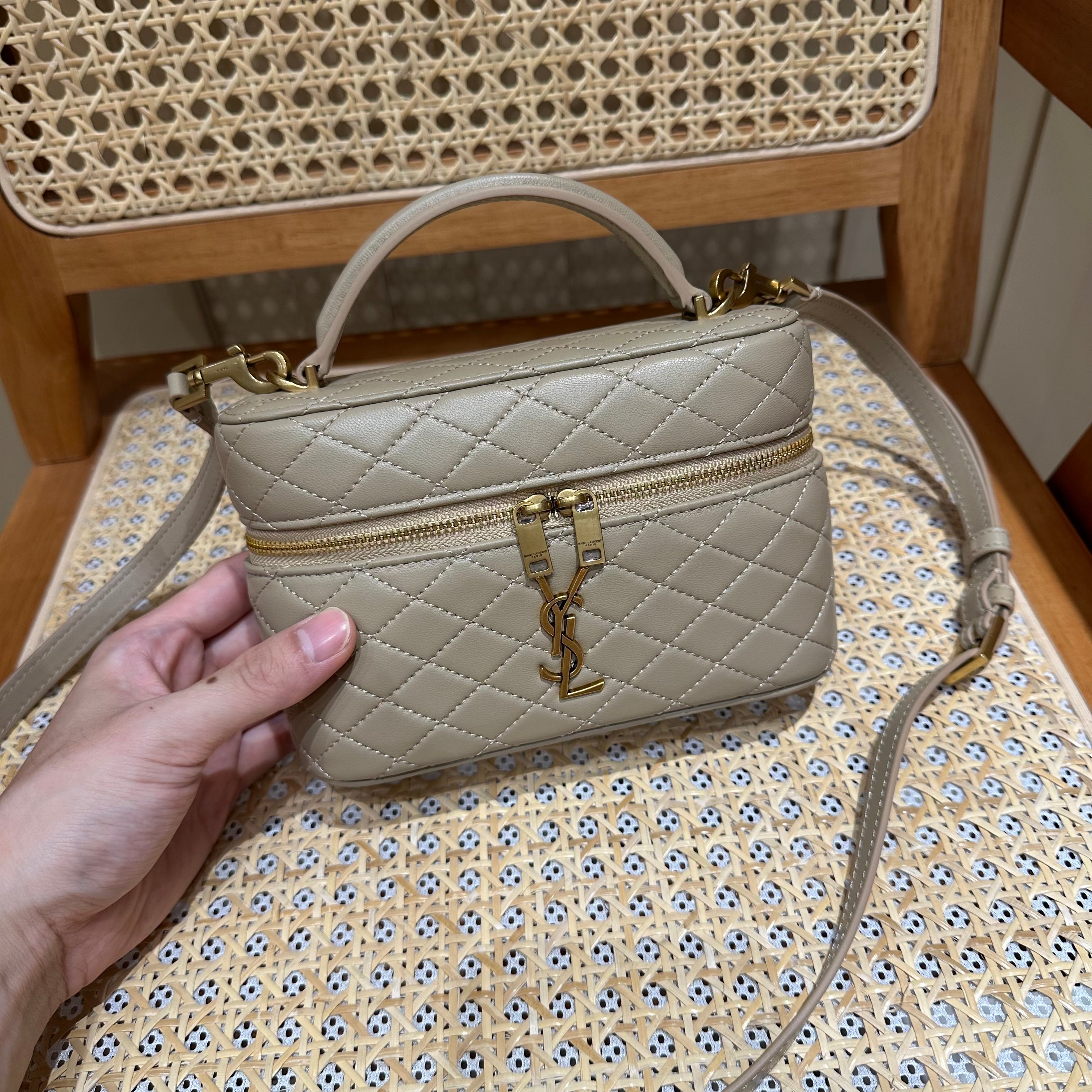 YSL Gaby Vanity Bag 18 Neutral Beige Quilted Calfskin