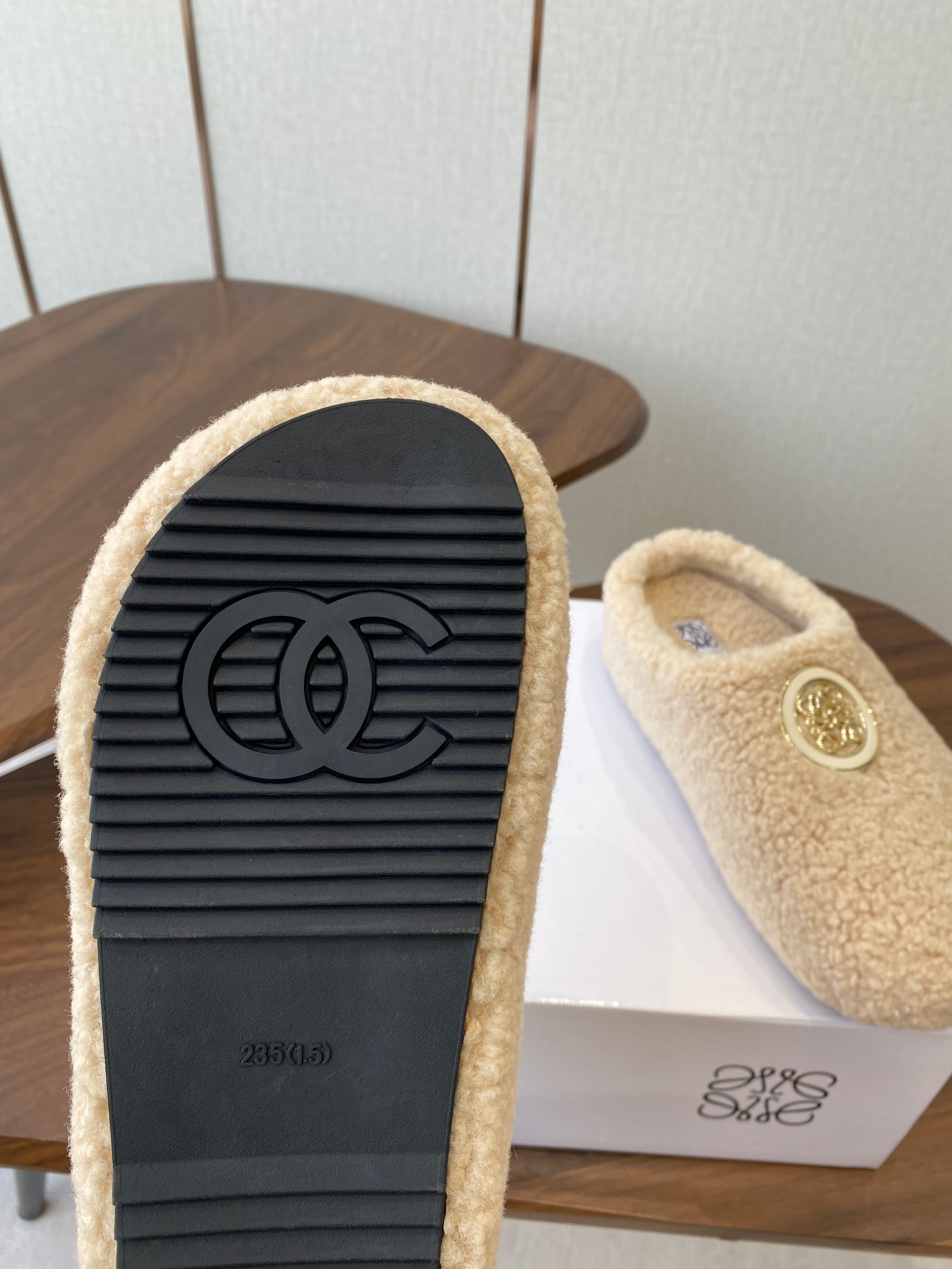 Loewe Birkenstock slippers beige wool 477791
