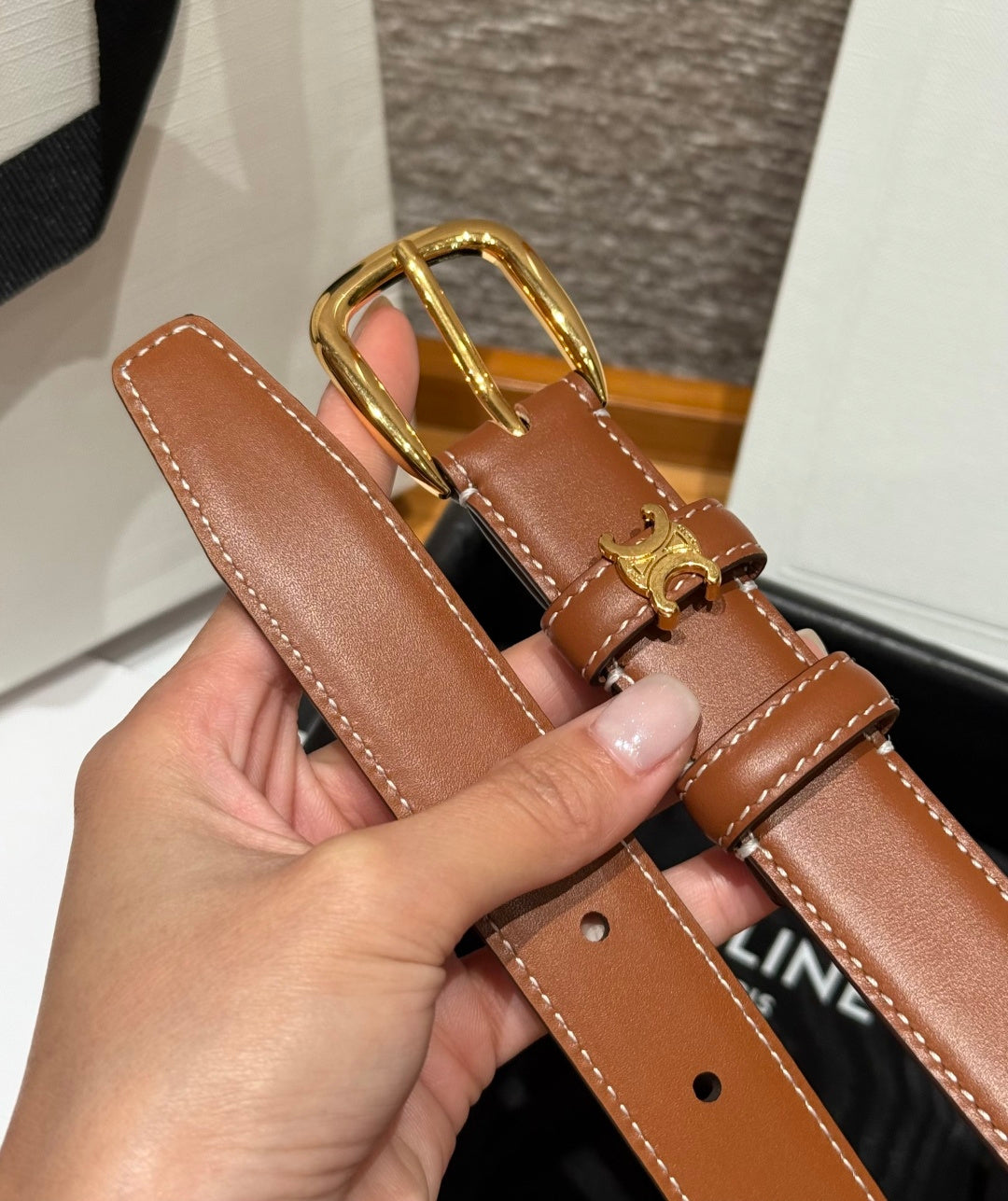 Celine 2026 Vivenne Belt 2.5cm Taurillon Leather