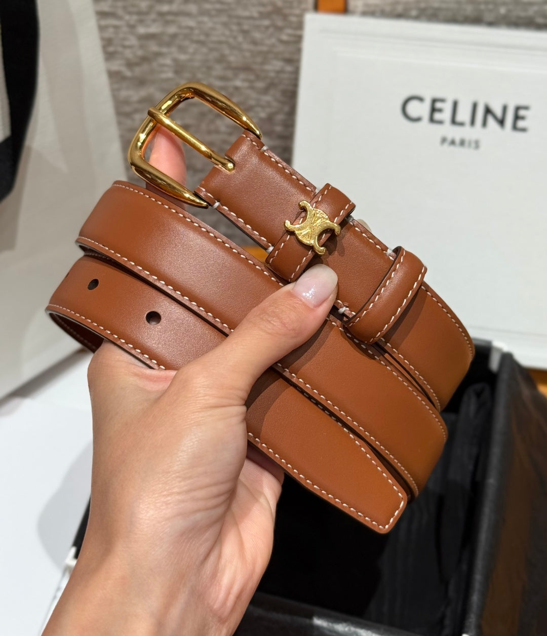 Celine 2026 Vivenne Belt 2.5cm Taurillon Leather