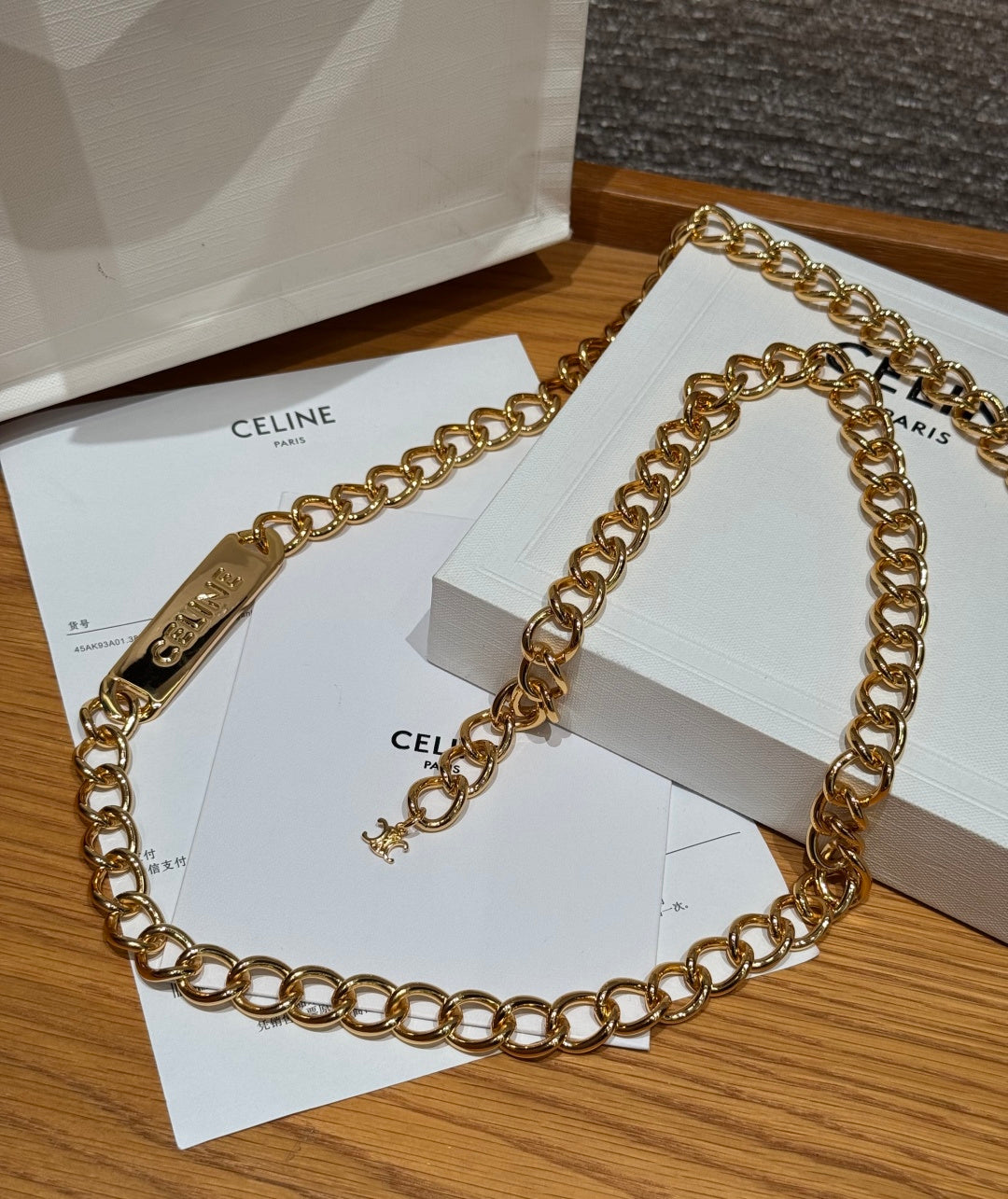 Celine 2026 Gold Nameplate Chain Belt