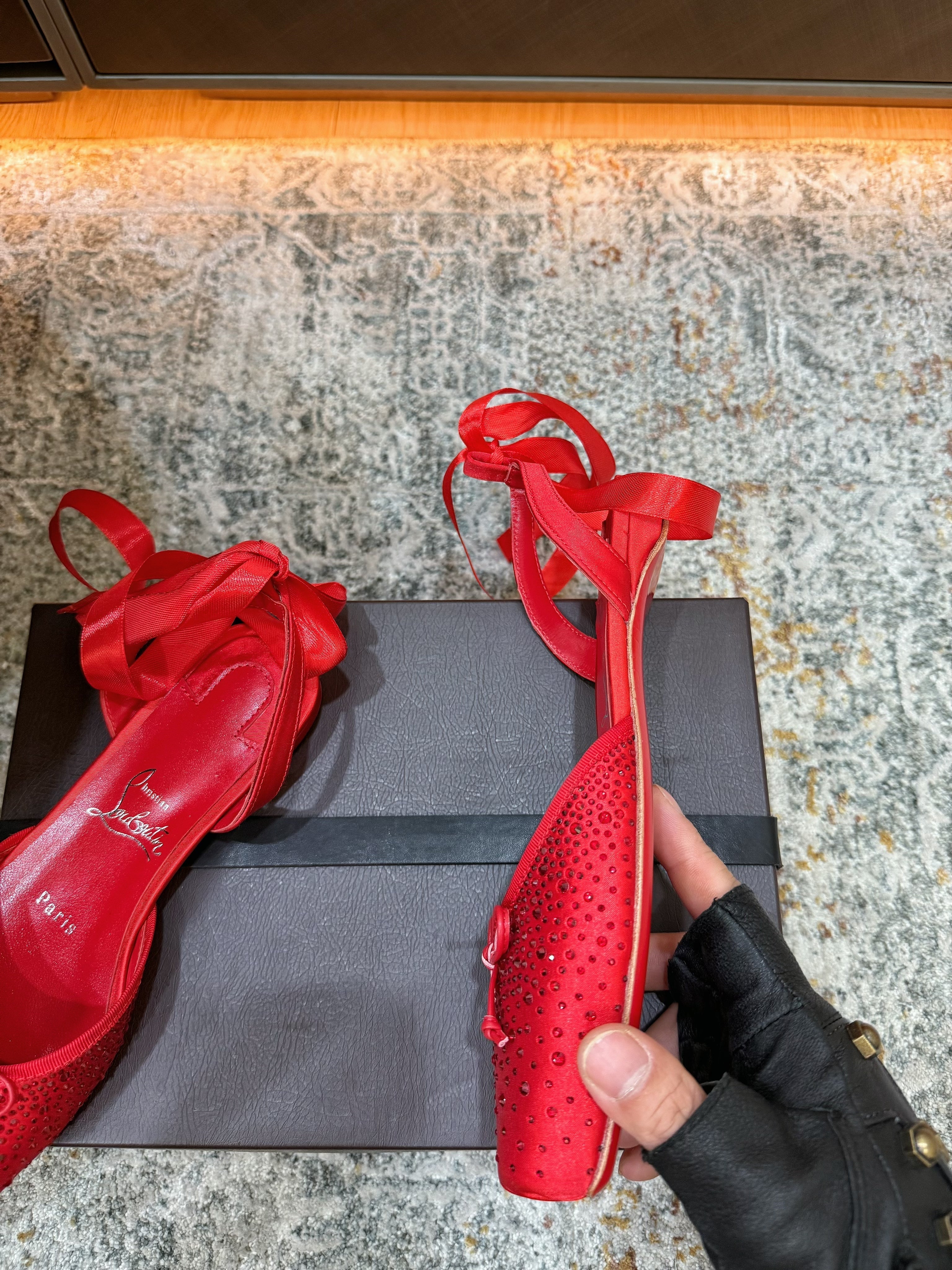 Christian Louboutin 2026 Strass Ballerina 20mm Silk Leather 827600