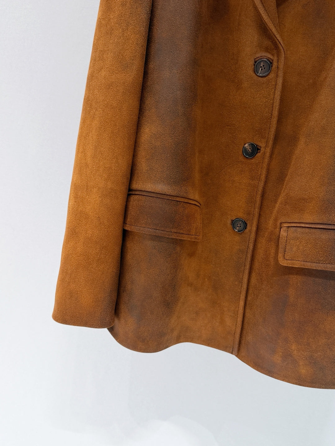 Miumiu 2026 Waxed Jacket Brown Suede Leather