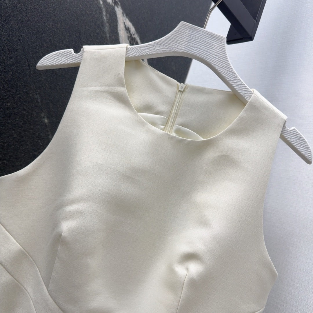 CD 25 Bow Sleeveless Mini Dress White Satin