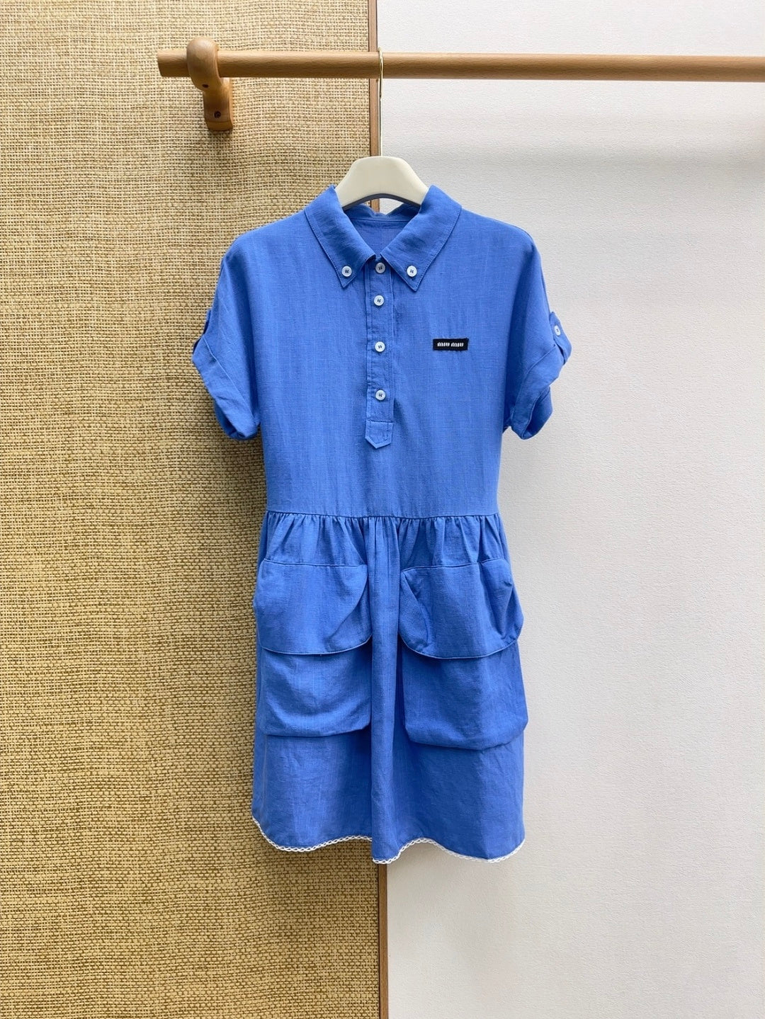 Miumiu 2026 Workwear Pocket Shirt Dress Cotton 514120