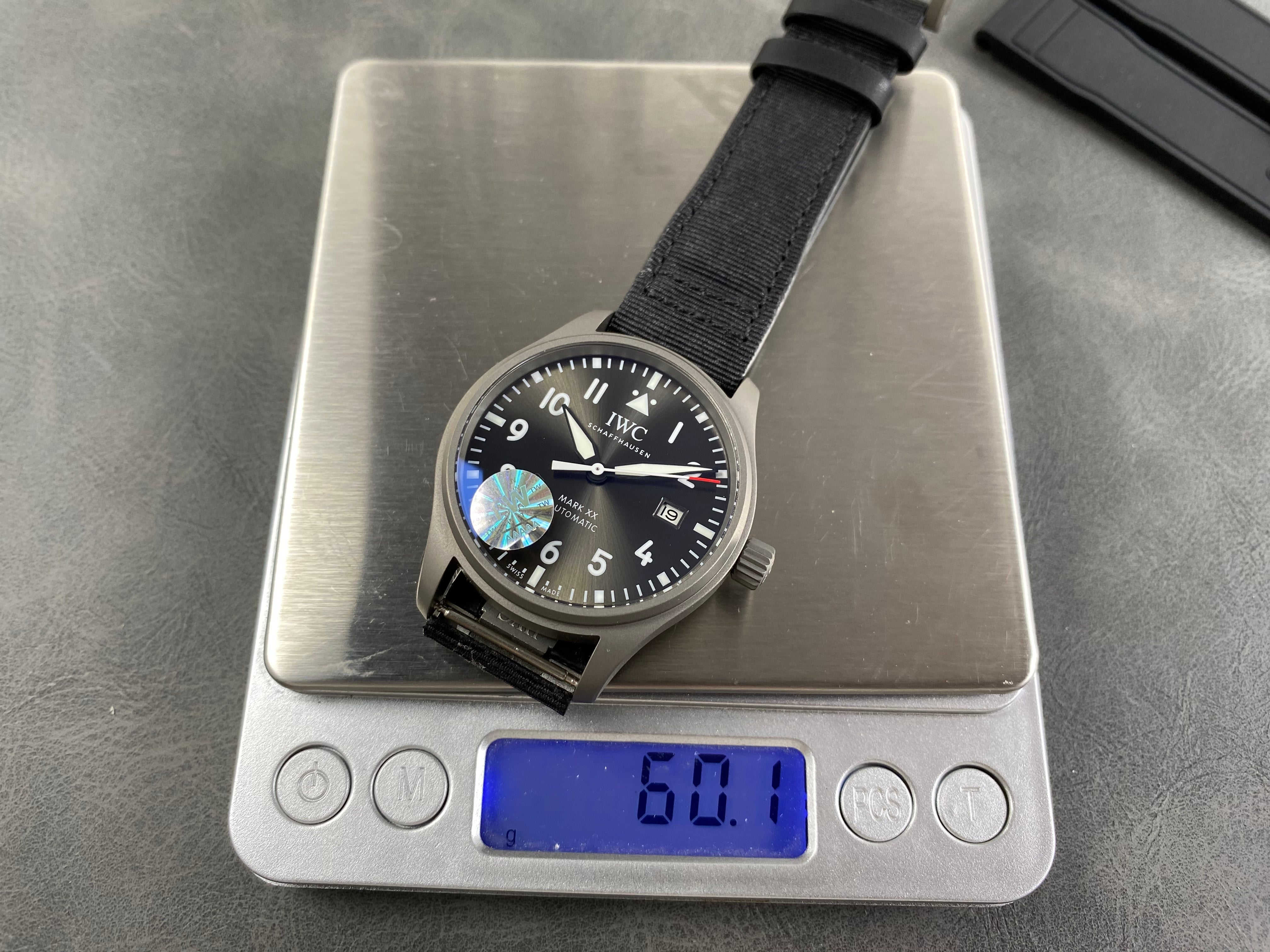 IWC Pilot 40mm Black Dial Gray Case Woven Fabric Strap