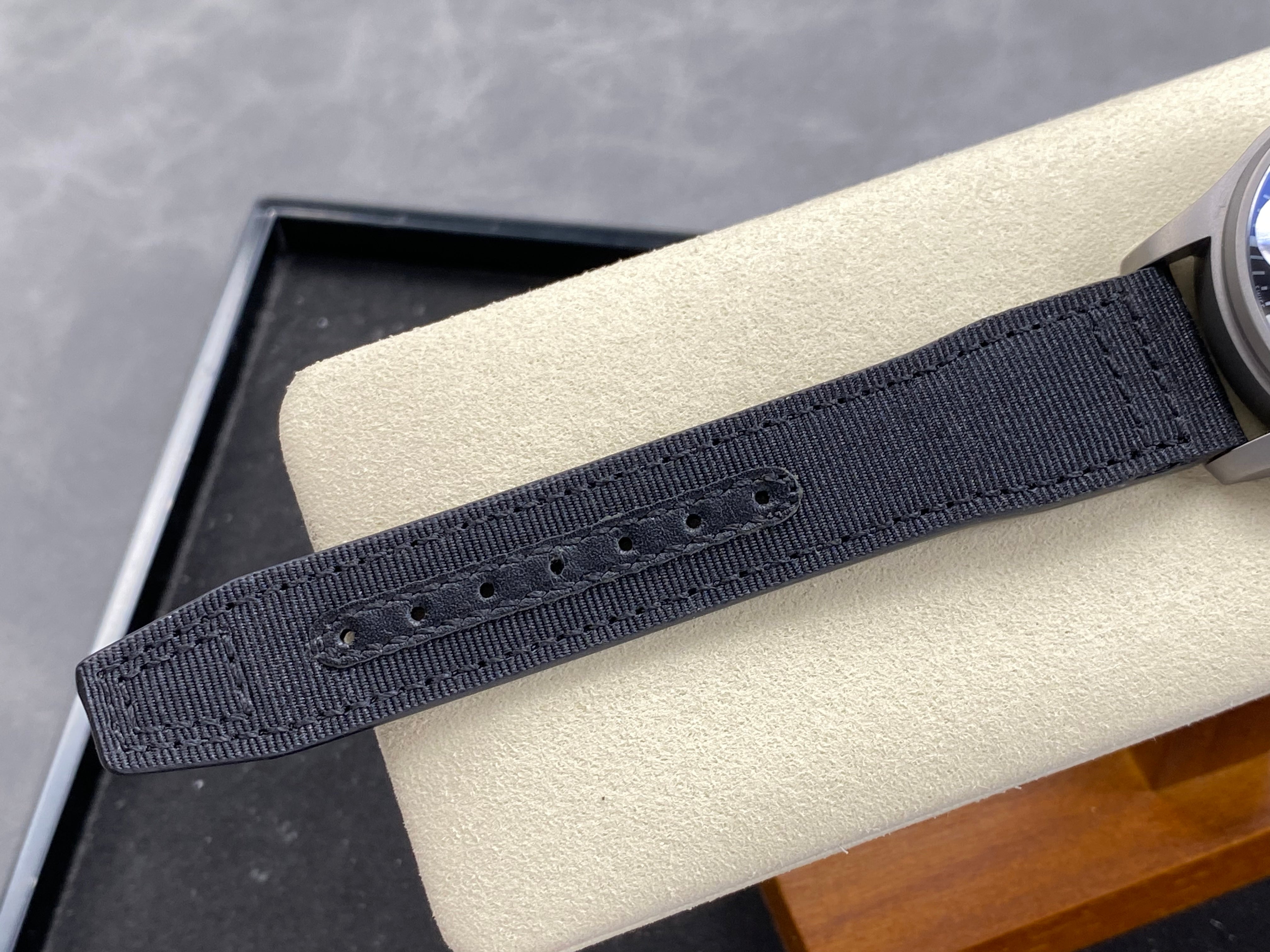 IWC Pilot 40mm Black Dial Gray Case Woven Fabric Strap