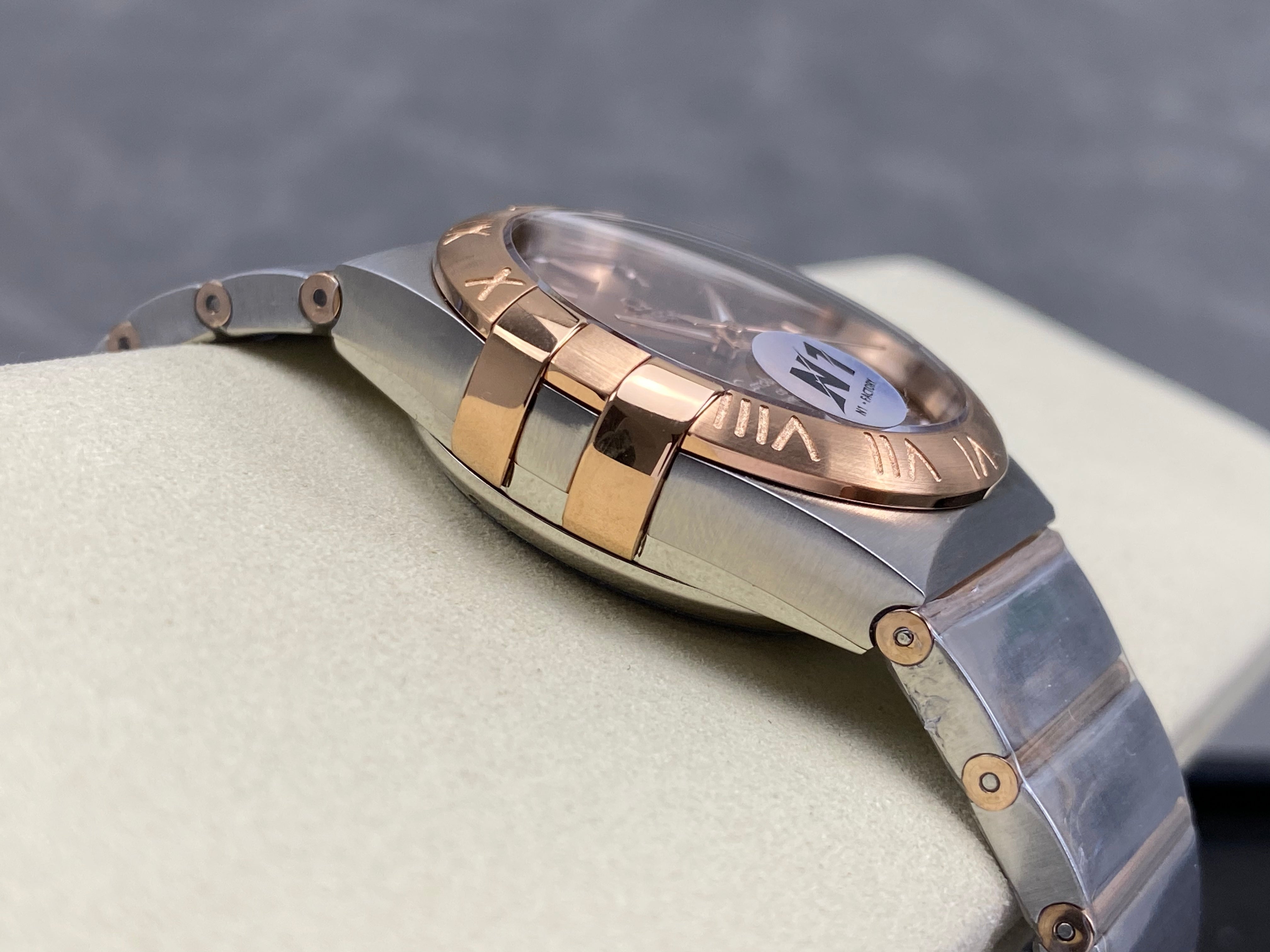 Omega Constellation Co-Axial Chronometer 38mm Pink Gold Steel Case Brown Dial