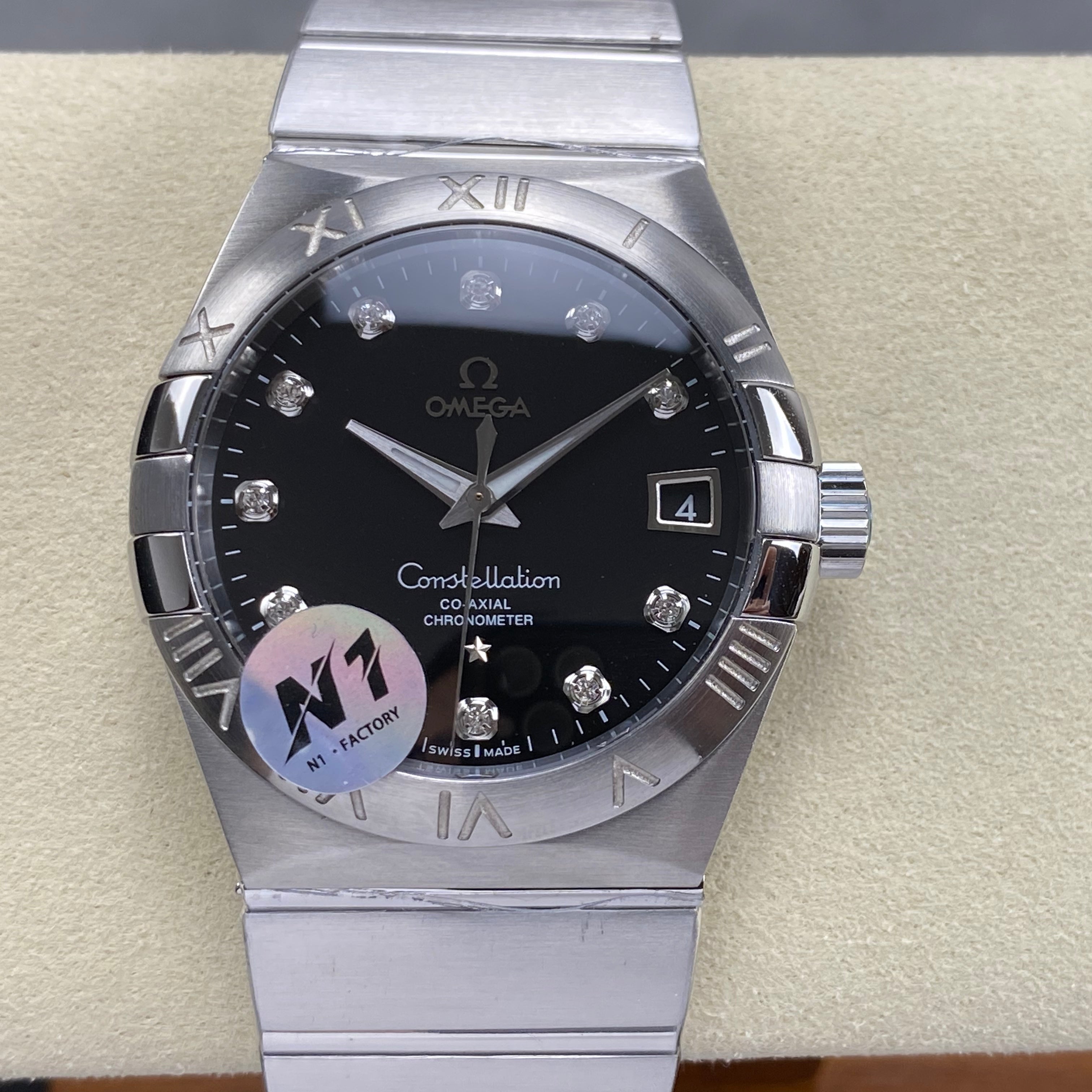 Omega Constellation Co-Axial Master Chronometer 38 mm Stainless Steel Case Diamond Black Dial