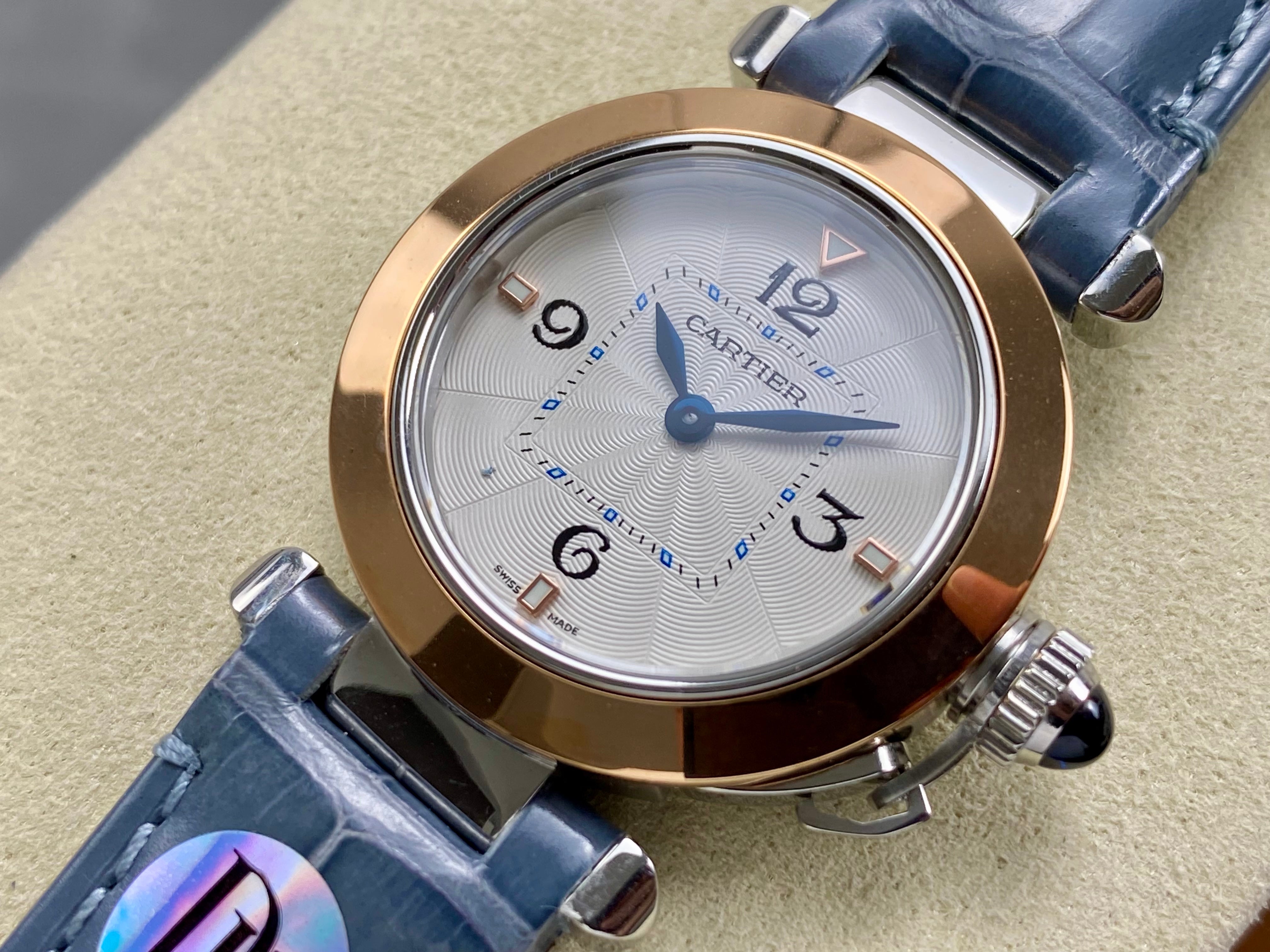 Cartier Pasha 30mm White Dial Pink Gold Case Leather