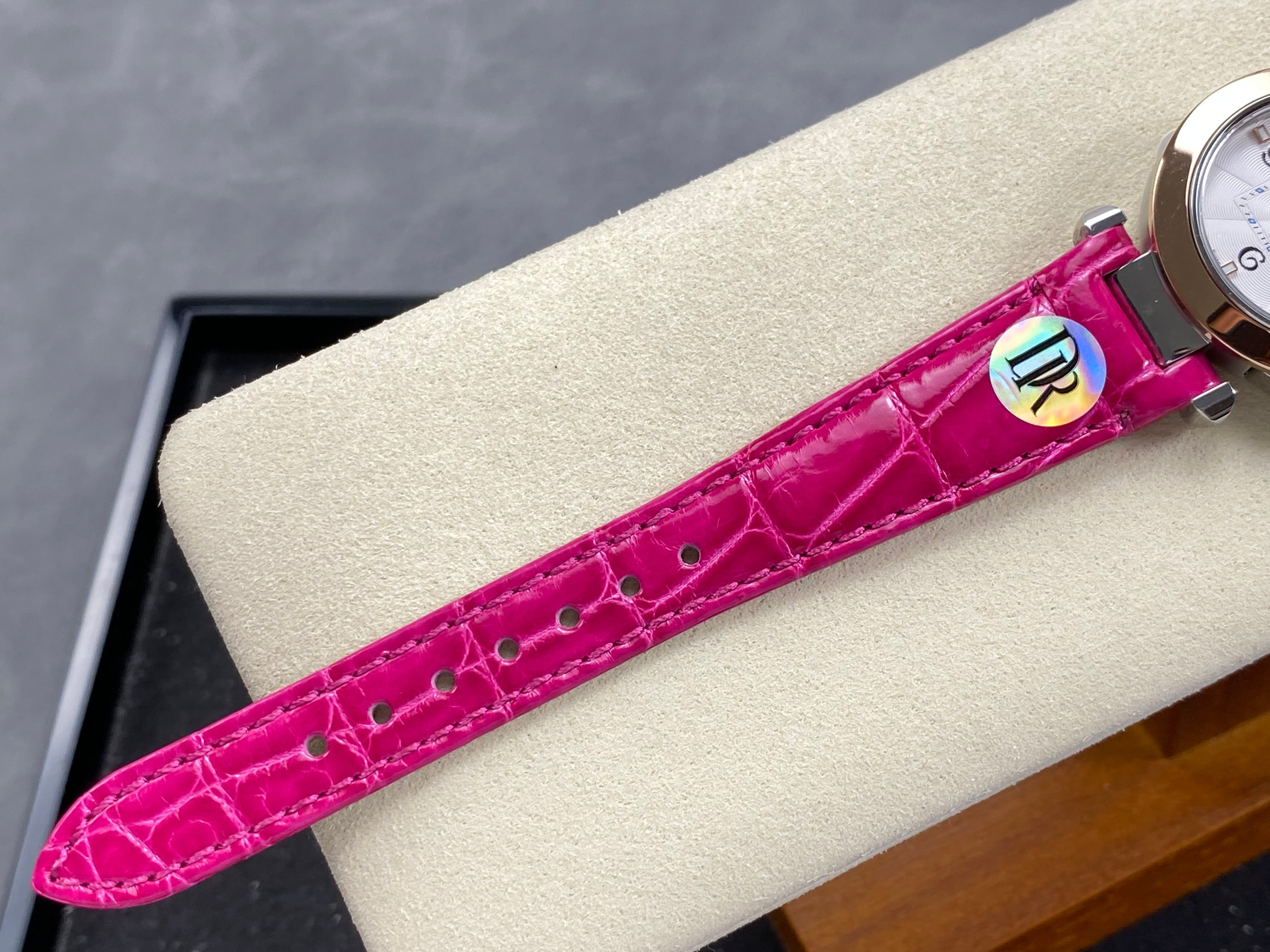 Cartier Pasha 30mm White Dial Pink Gold Case Leather