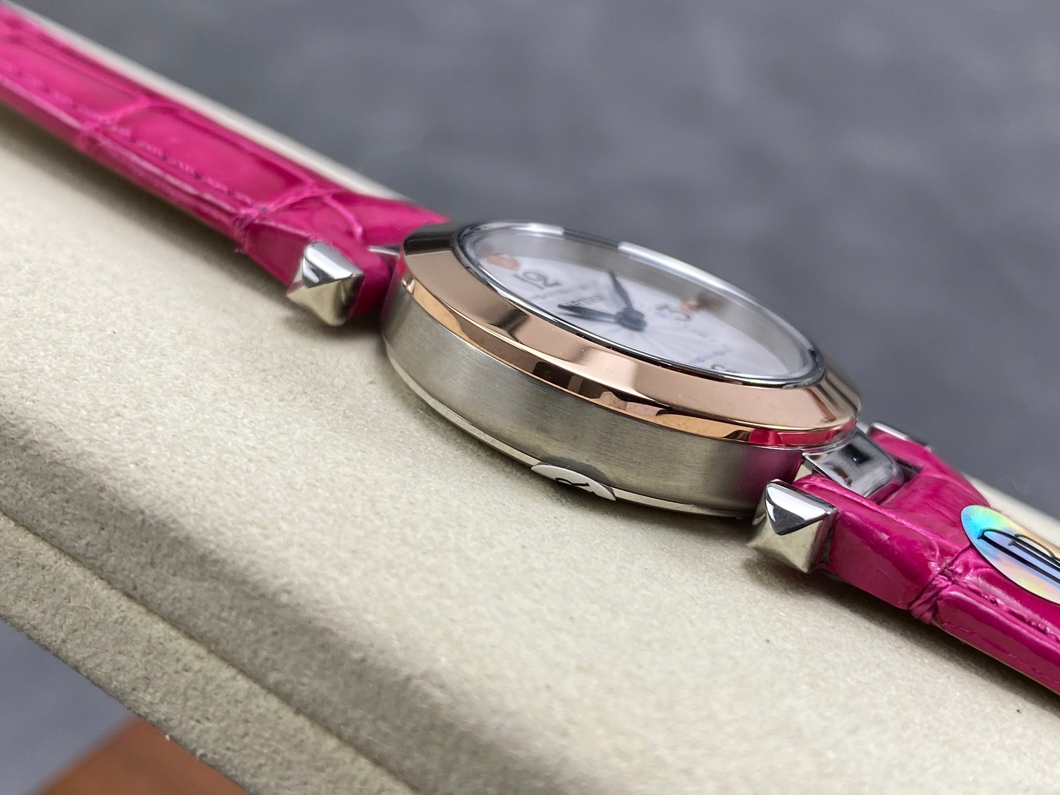 Cartier Pasha 30mm White Dial Pink Gold Case Leather
