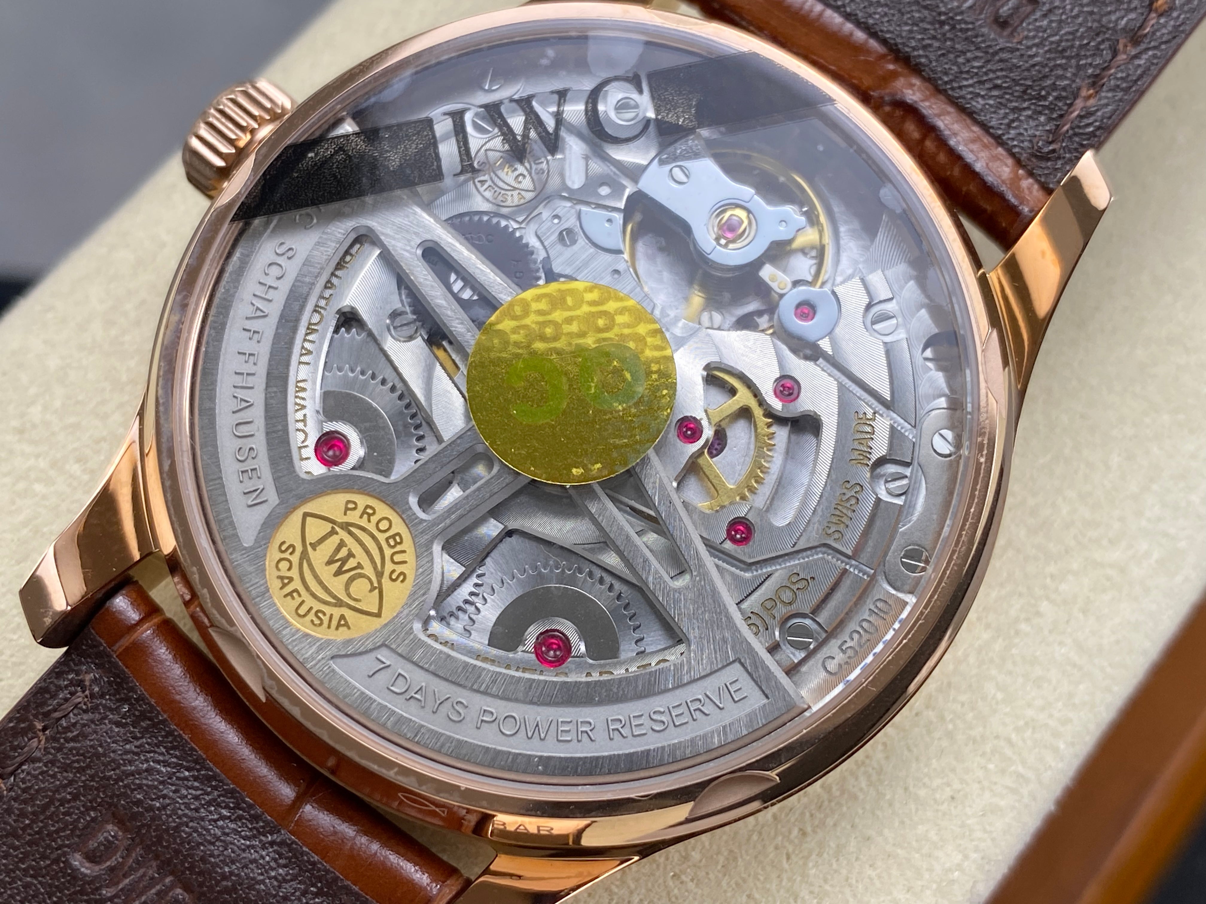 IWC Portuguese 42mm Cream Dial Pink Gold Case Leather