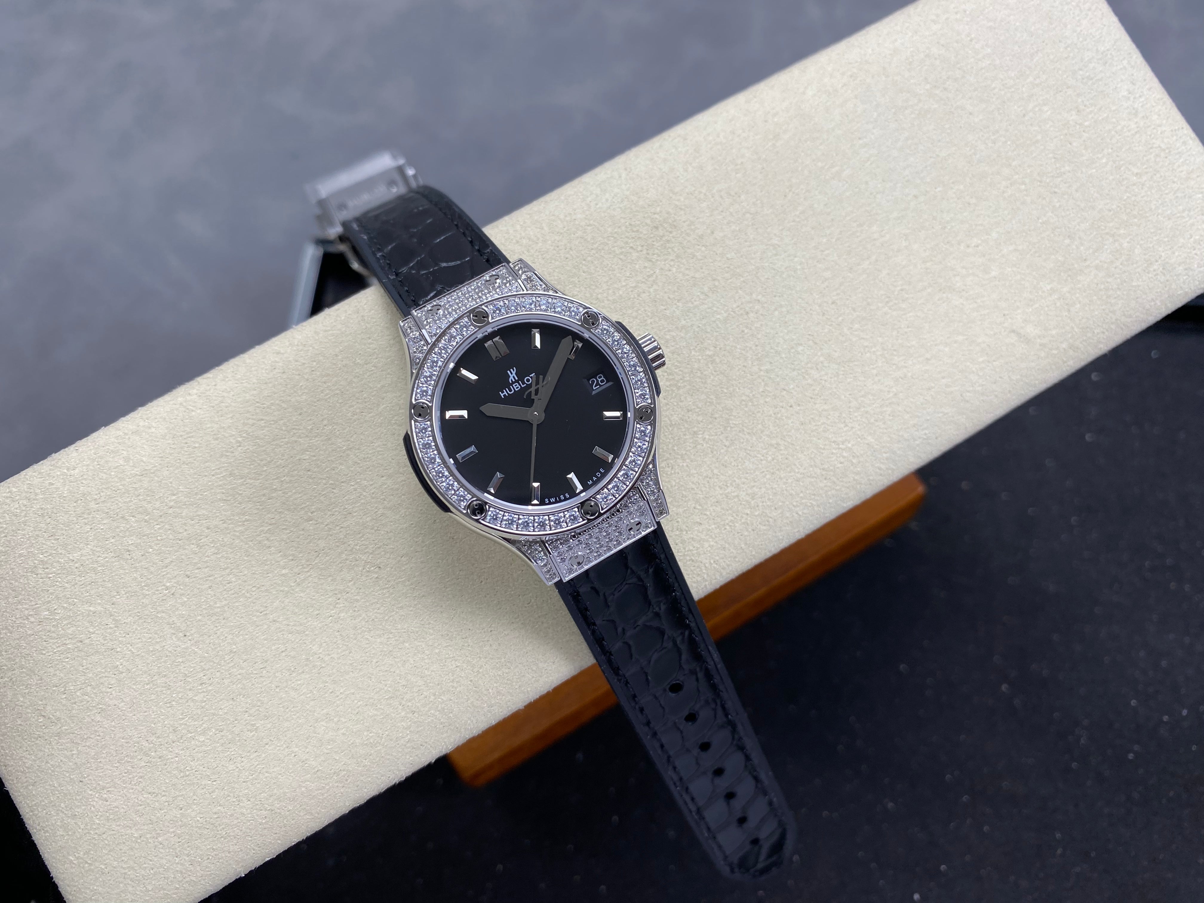 Hublot Classic Fusion 33mm Watch Black Dial And Black Leather Strap