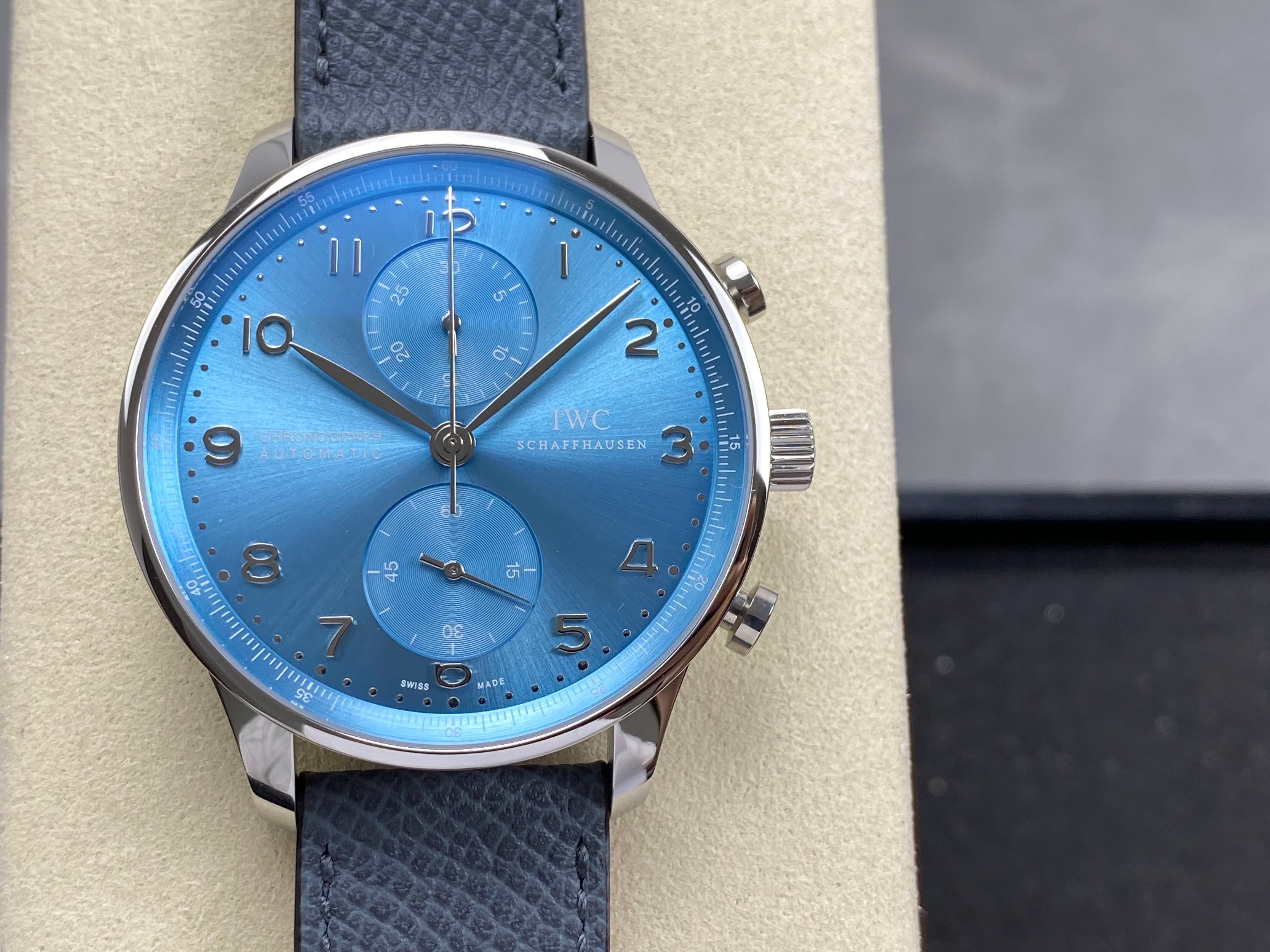 IWC Portuguese 41mm Blue Dial Steel Case Leather Strap