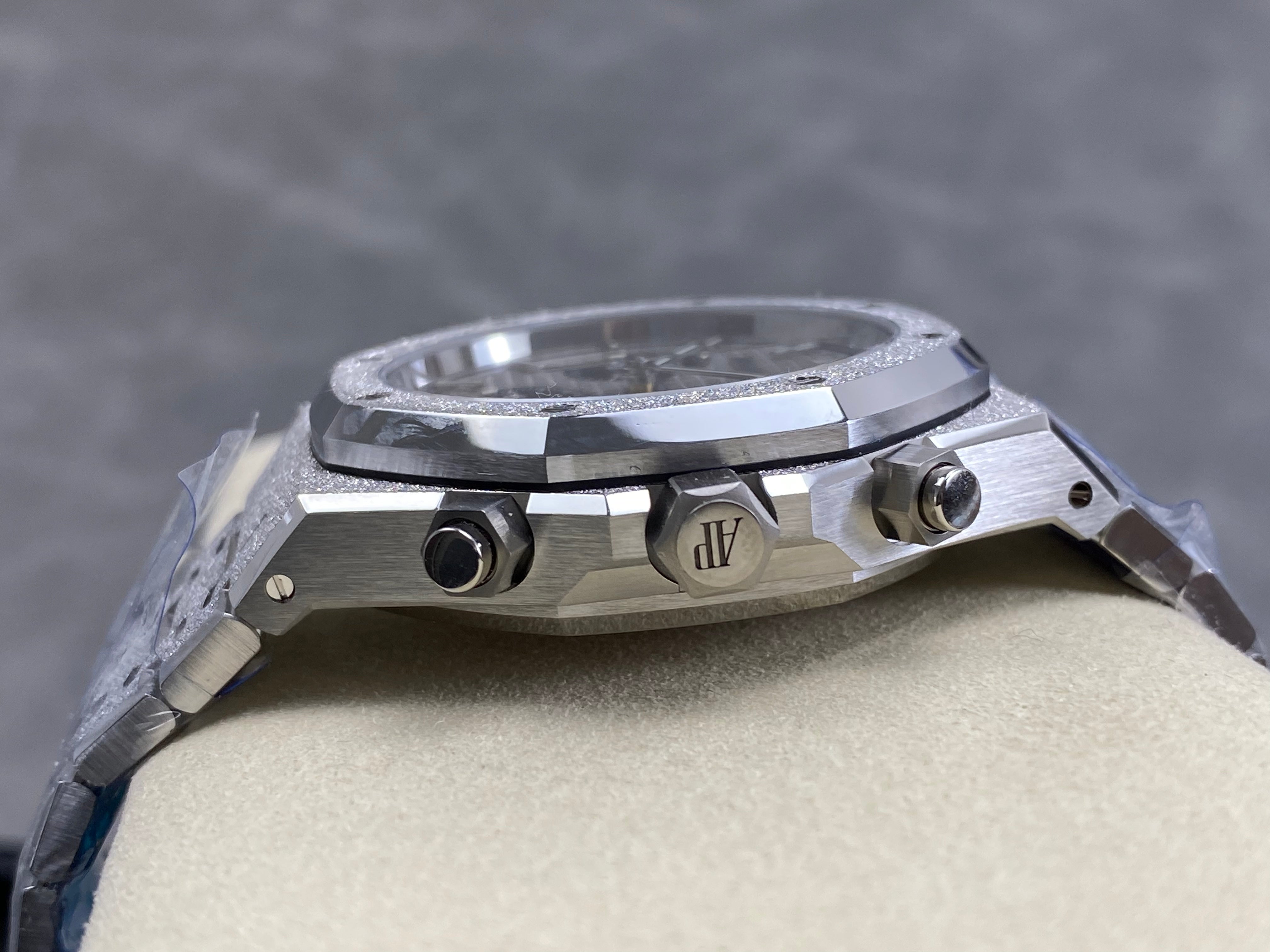 Audemars Piguet Royal Oak Chronograph 41mm Frosted Steel Case Blue Dial