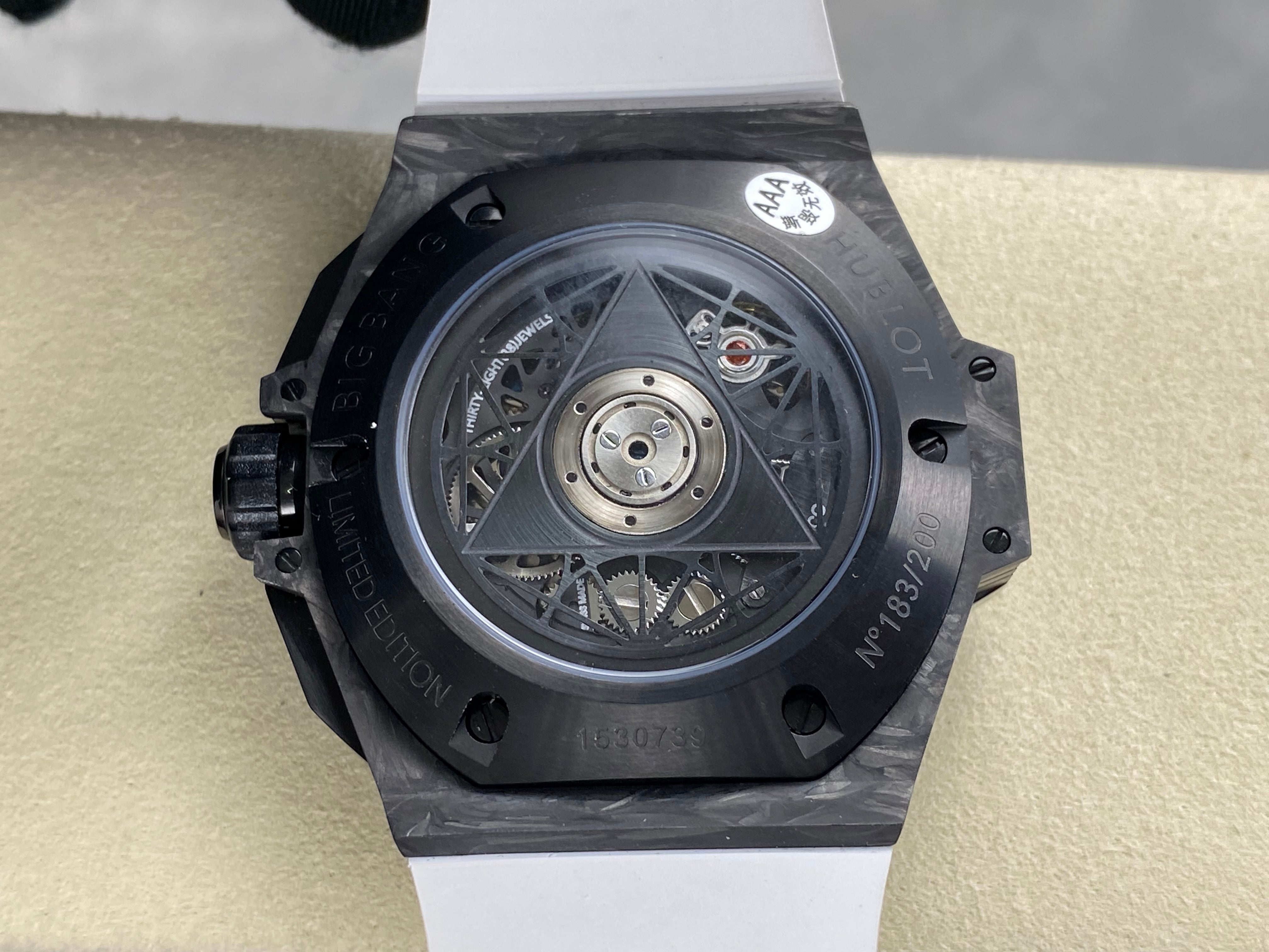 Hublot Big Bang Sang Bleu II Black Magic 45mm Watch White Rubber Strap