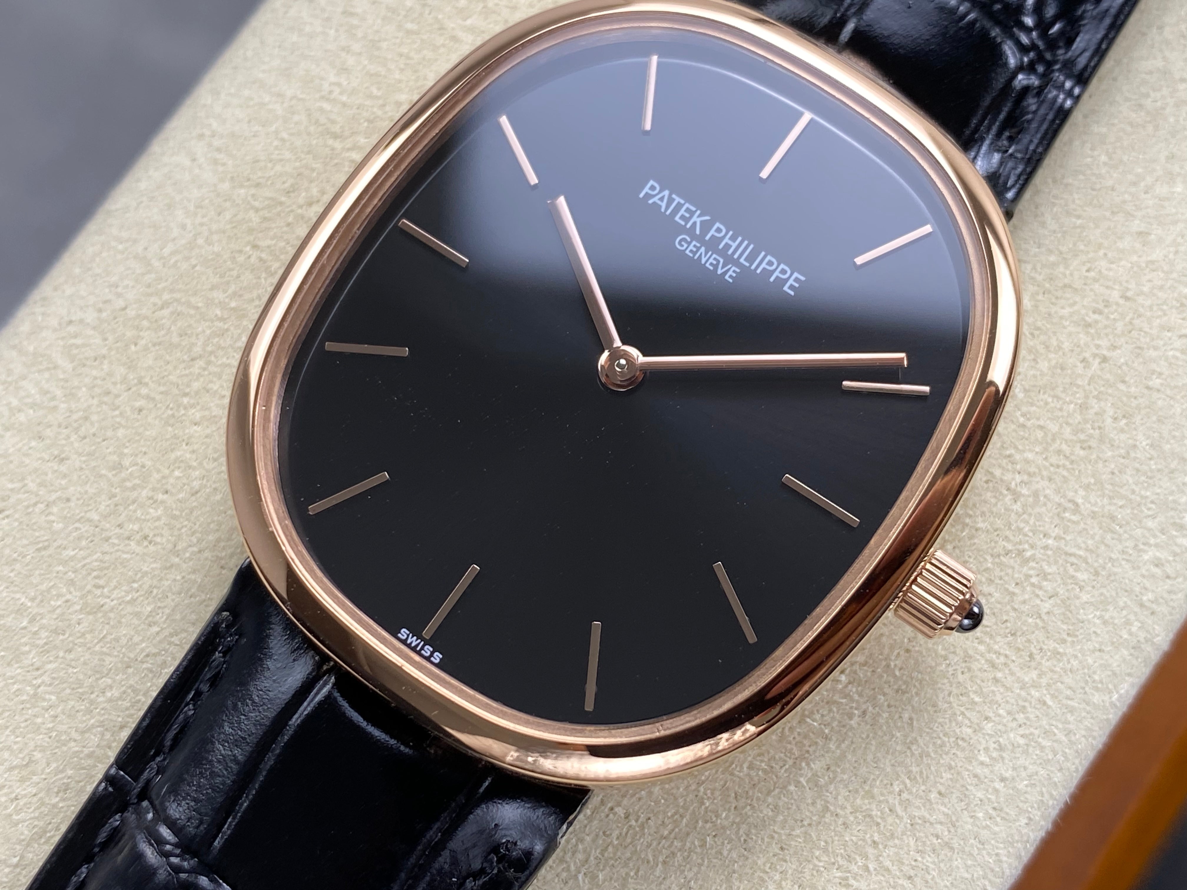 Patek Philippe Golden Ellipse 40mm Black Dial Rose Gold Case