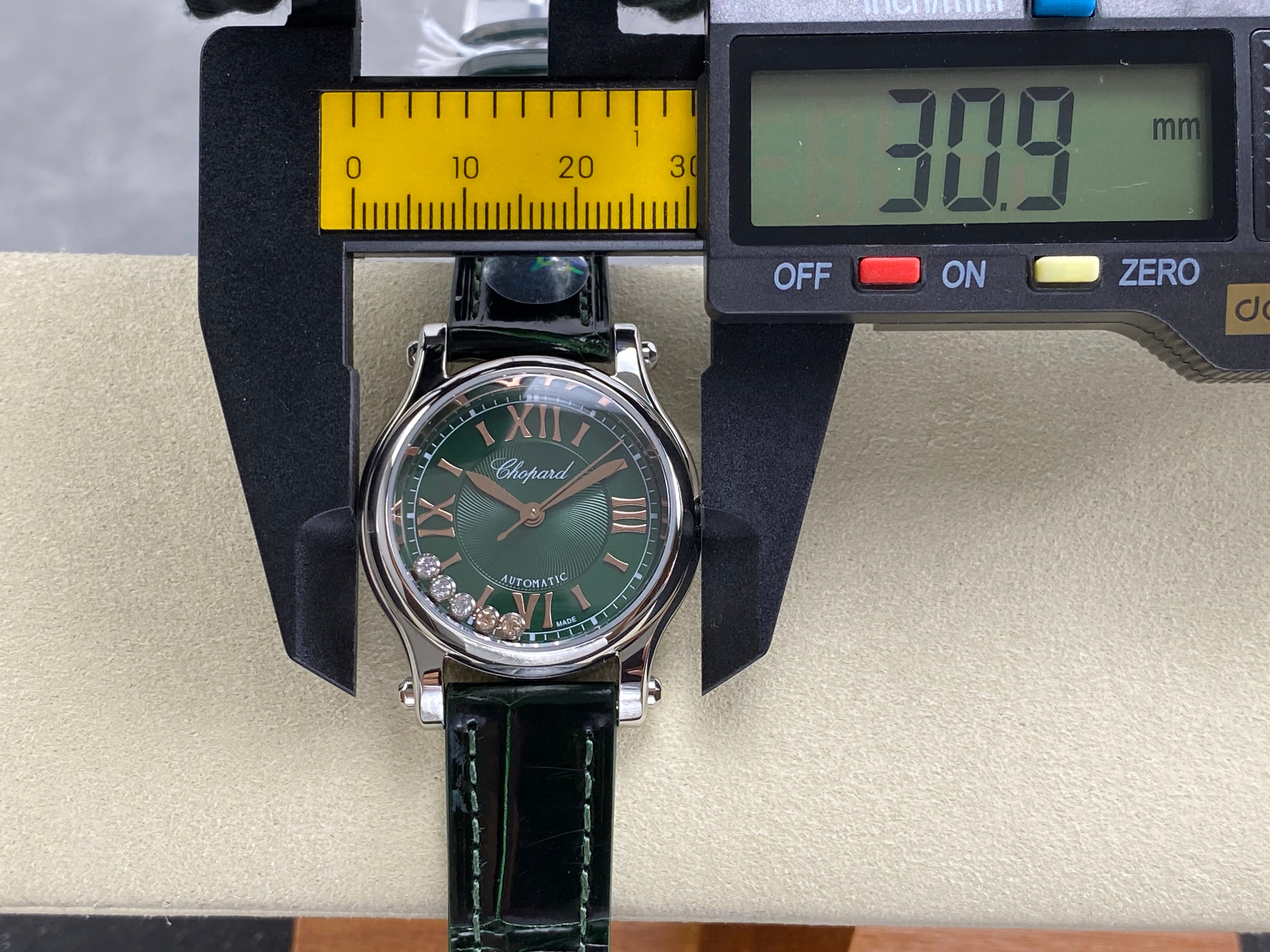 Chopard Happy Sport 30mm Green Diamond Dial Black Green Leather