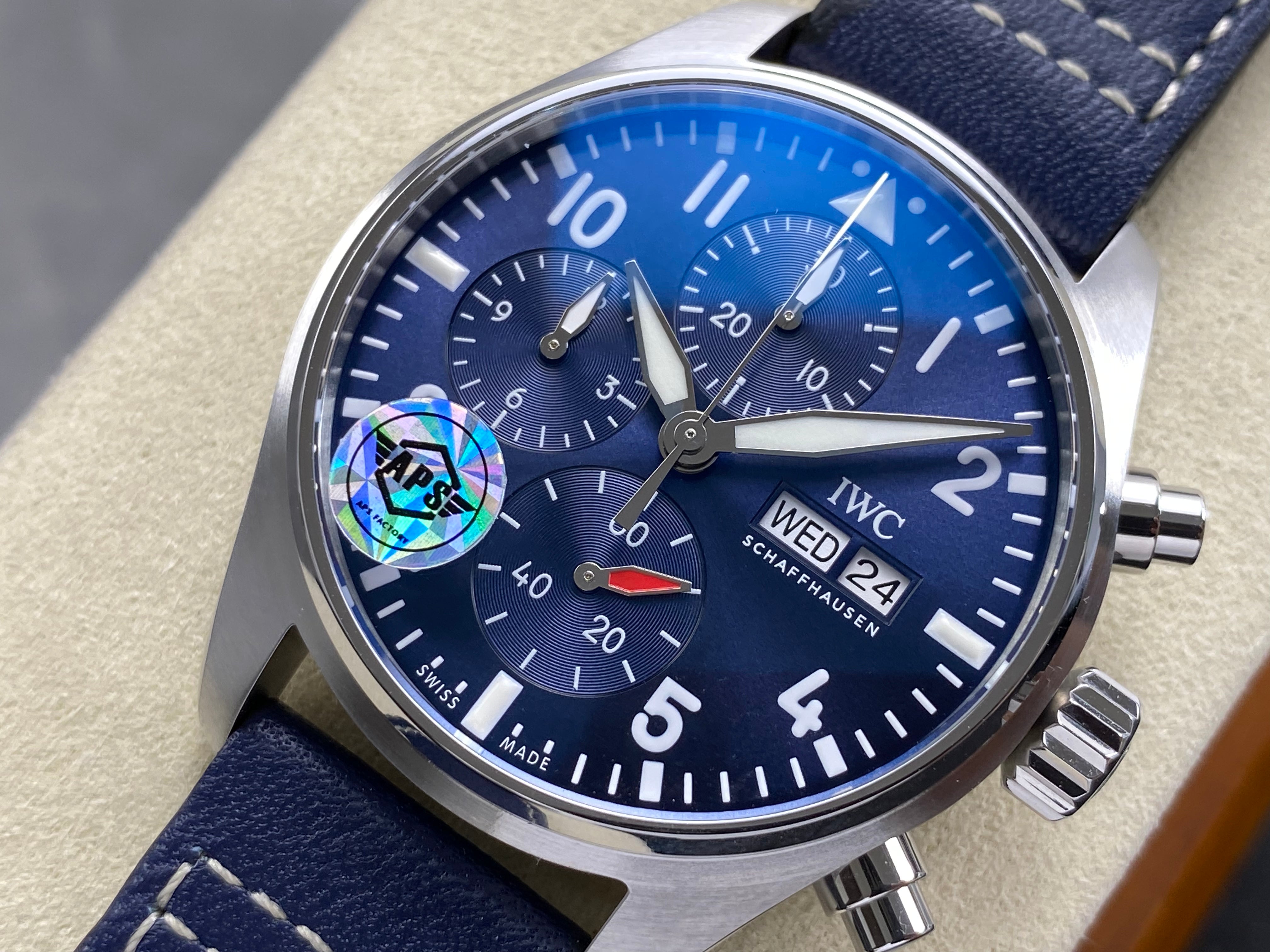 IWC Pilot's Chronograph 41 Blue Dial Steel Case Leather Strap