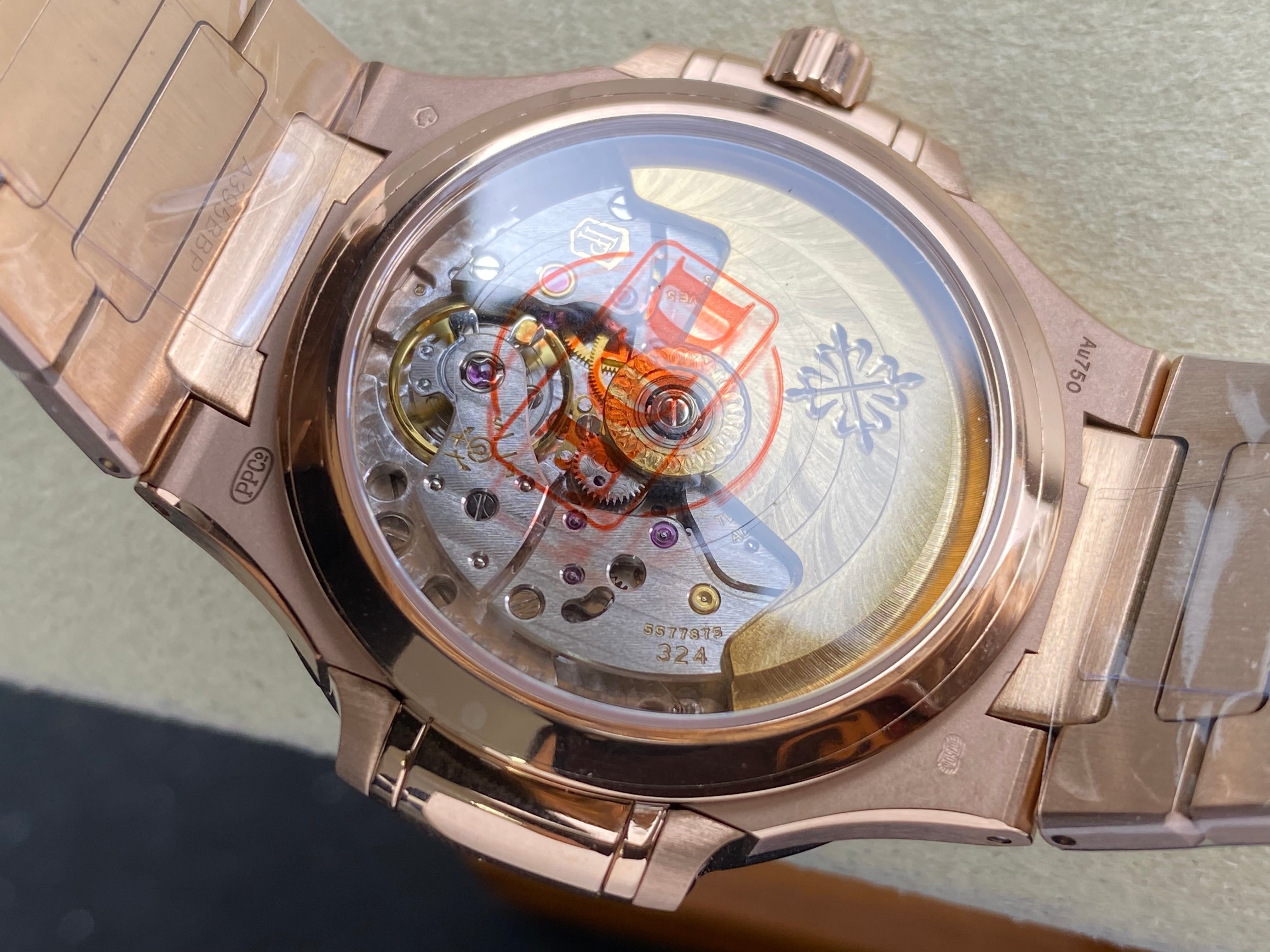 Patek Philippe Nautilus 35.2mm Rose Gold Case Tan Dial