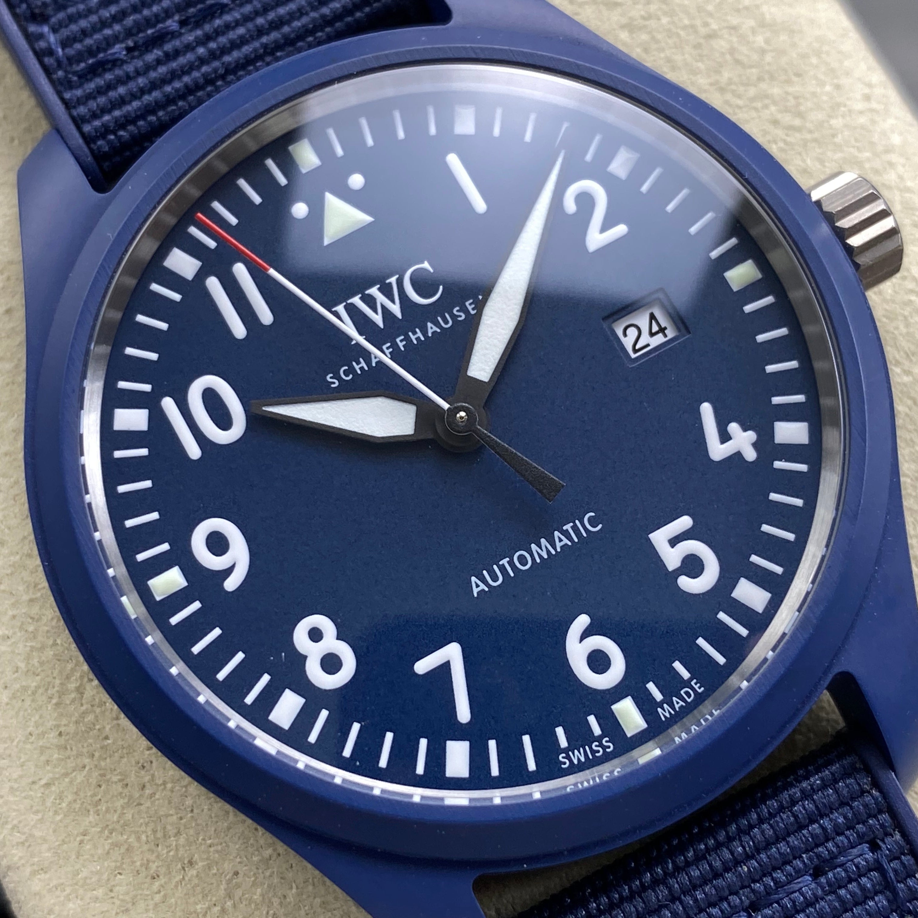 IWC Pilot's Mark XVIII 41mm Dark Blue Dial Rubber  Strap